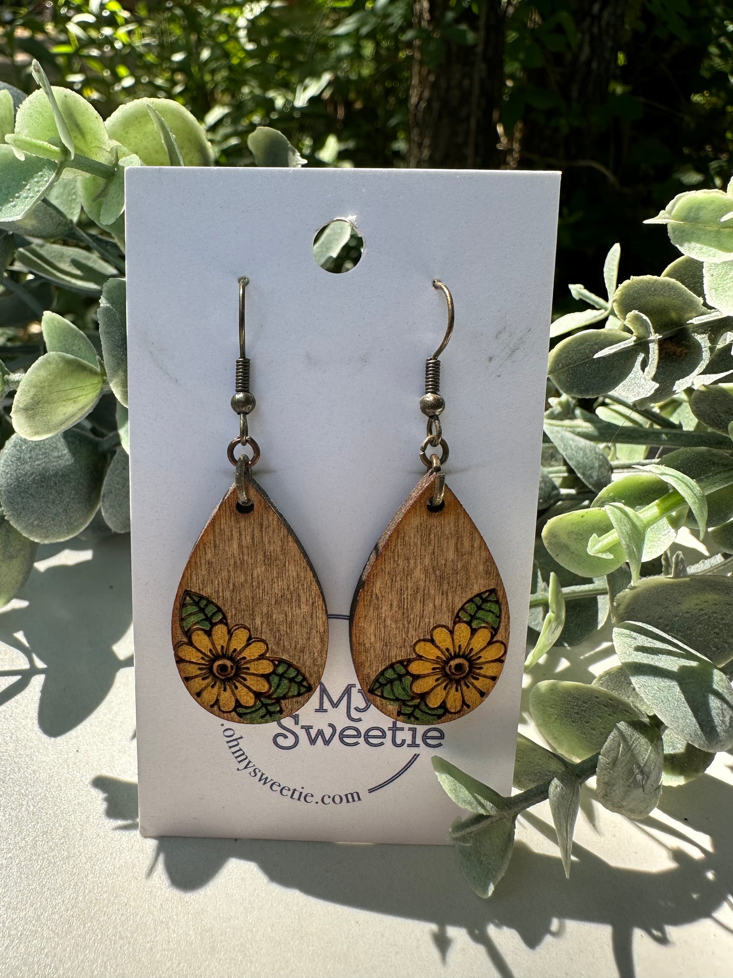 Sunflower Teardrop Earrings