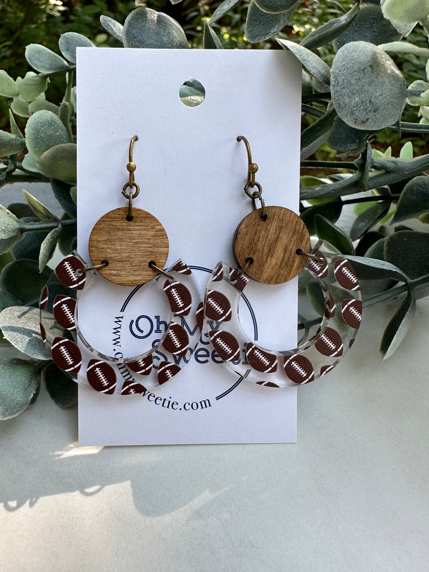 Football Circle Earrings