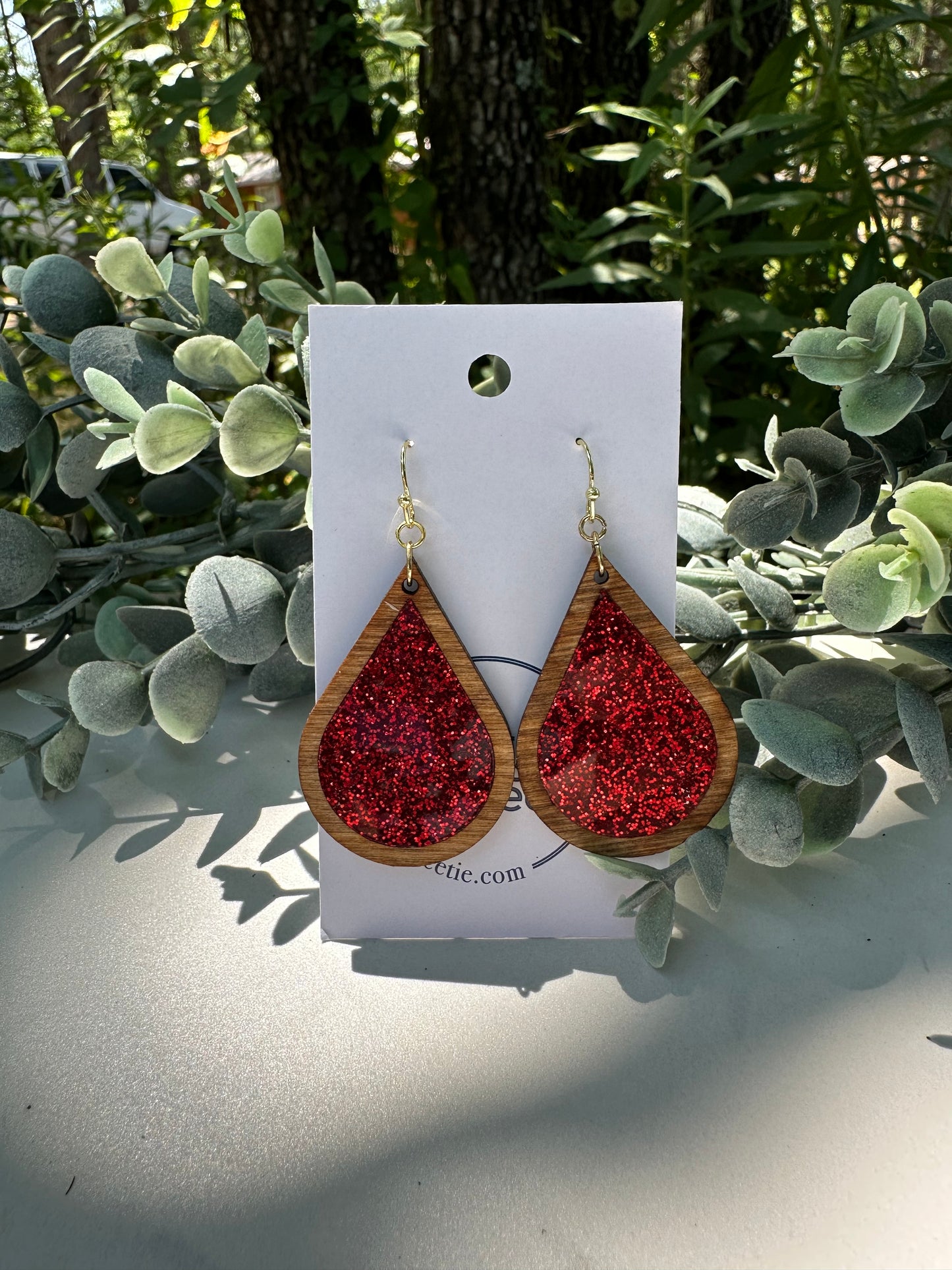 Holiday Glitter Teardrop Earrings