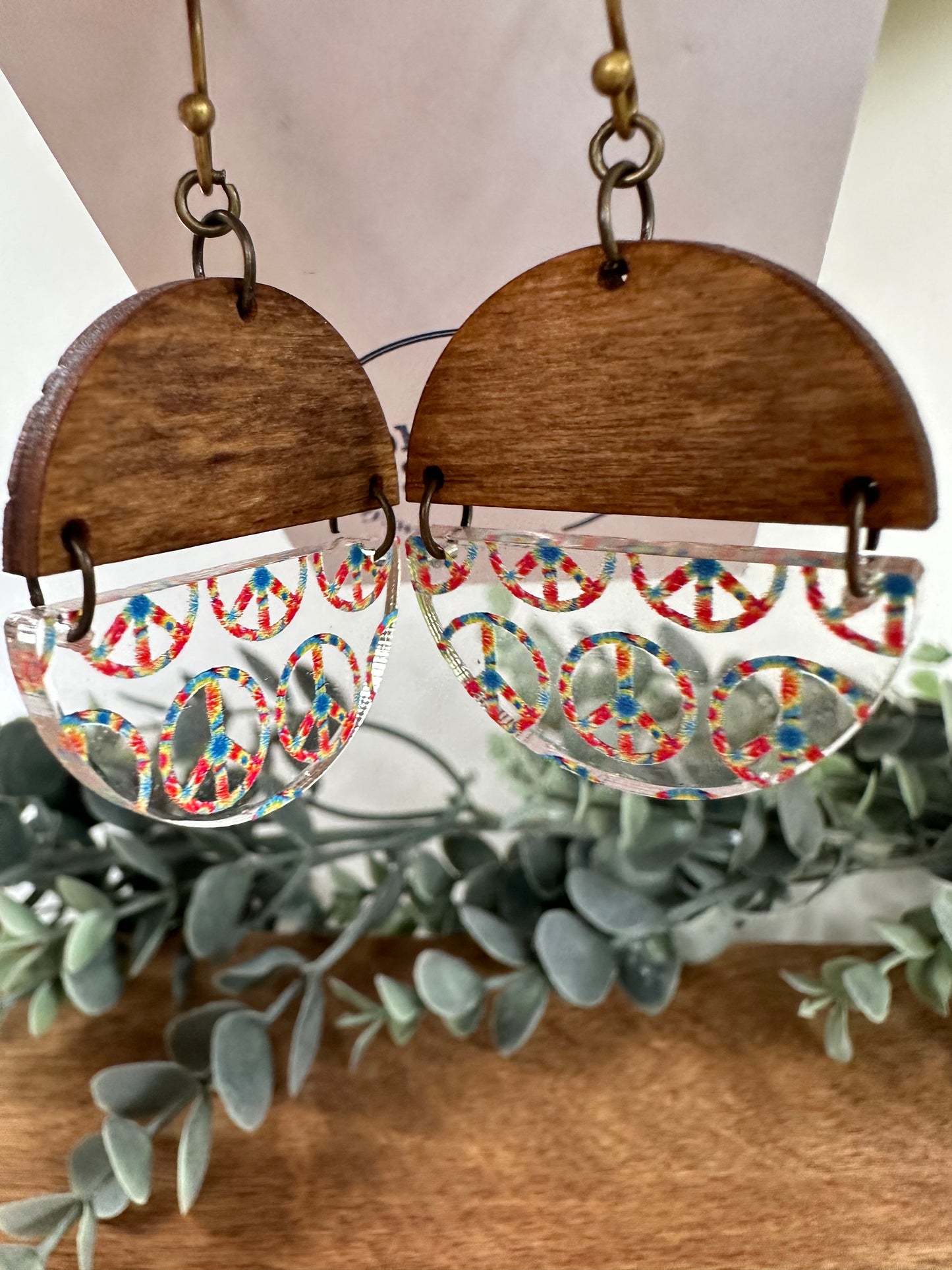 Peace Medium Split-Circle Earrings
