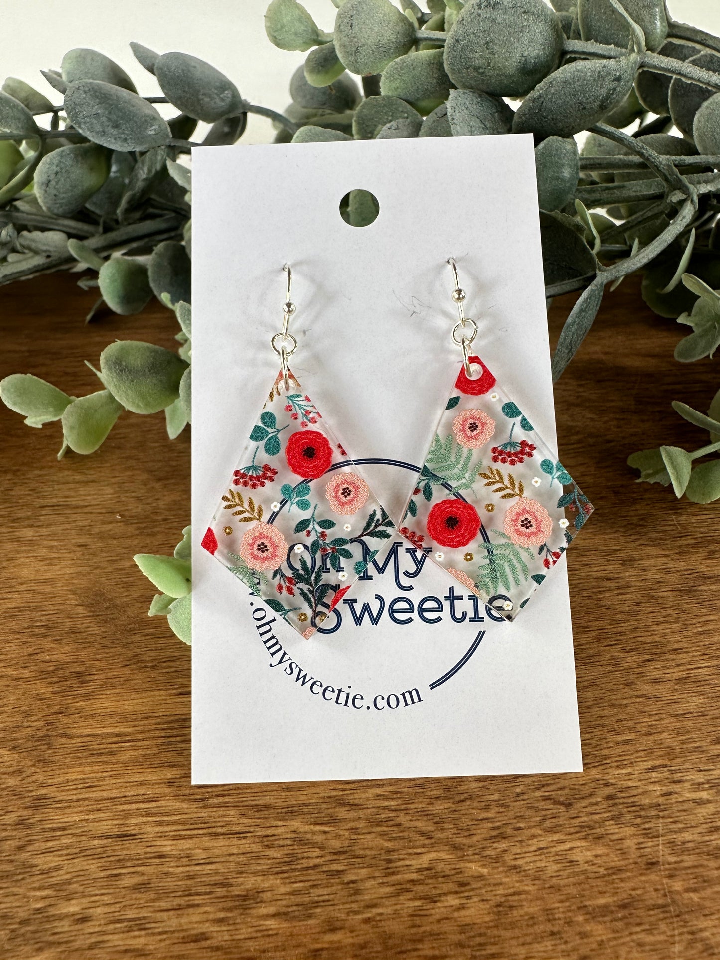 Christmas Floral Diamond Earrings