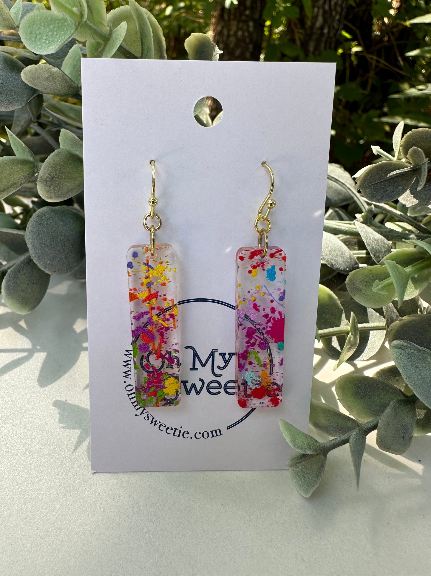 Splatter Paint Rectangle Earrings