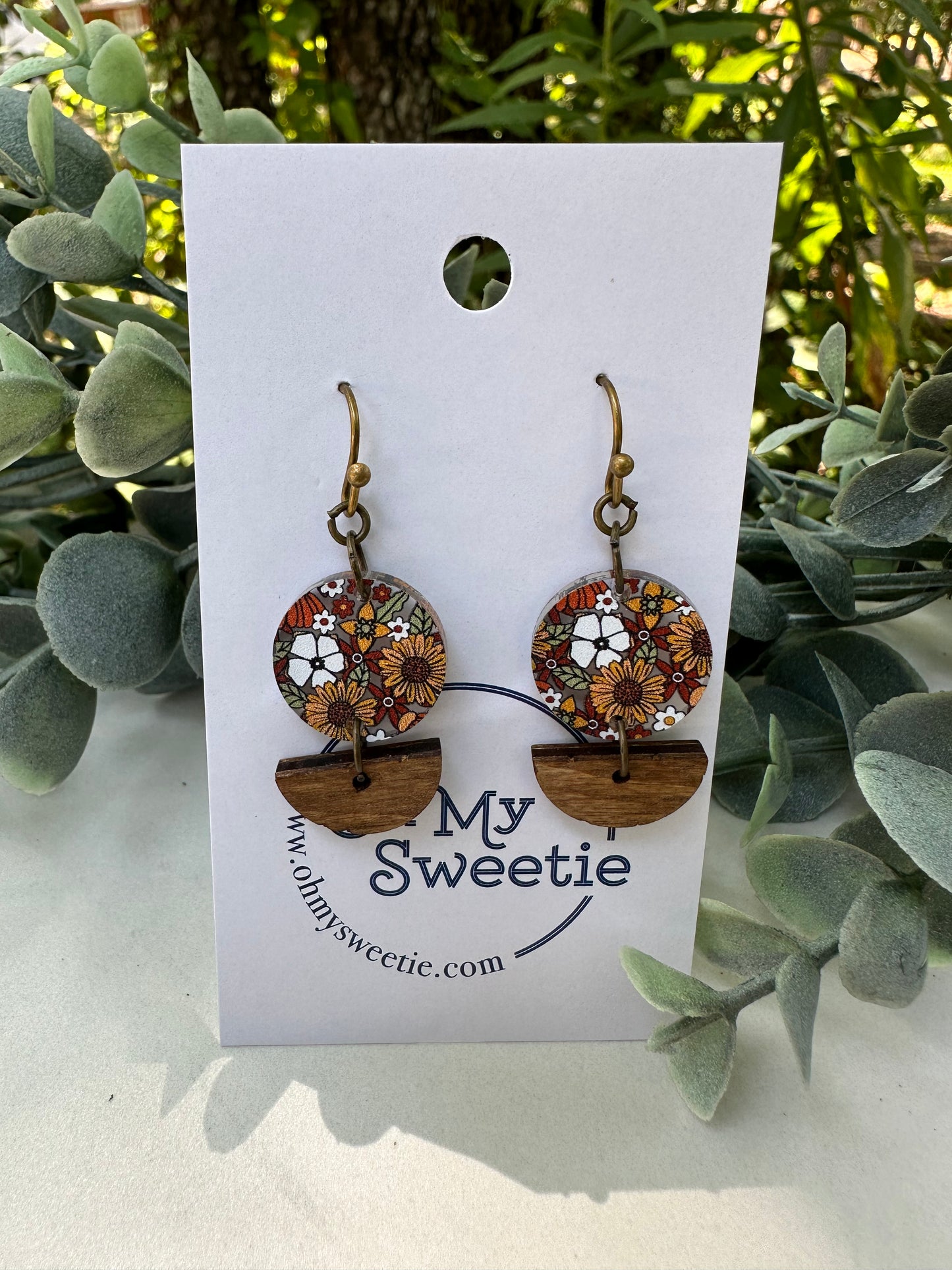 Retro Floral Single Half Drop Earrings