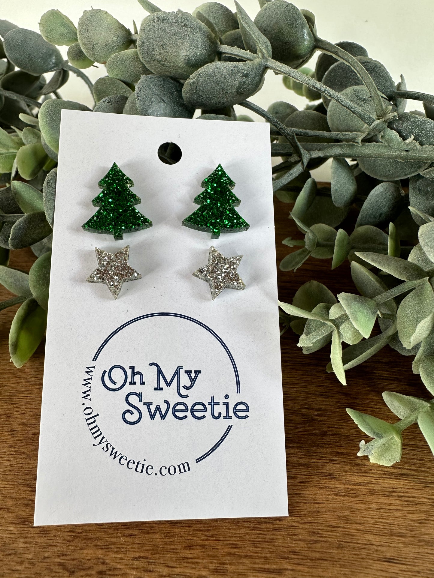 Christmas Tree Studs - Glitter Colors