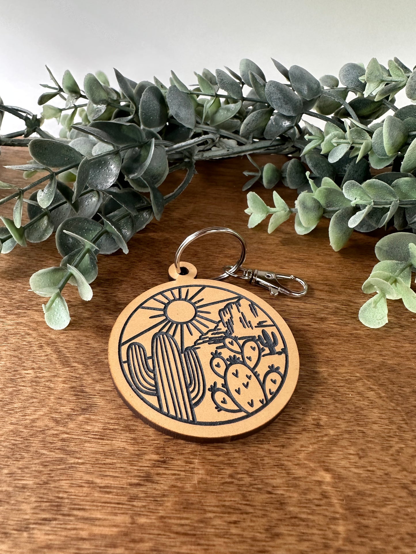 Desert Cacti Keychain (Round)