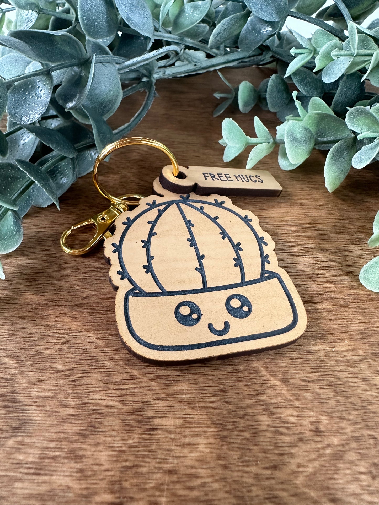 "Free Hugs" Cactus keychain