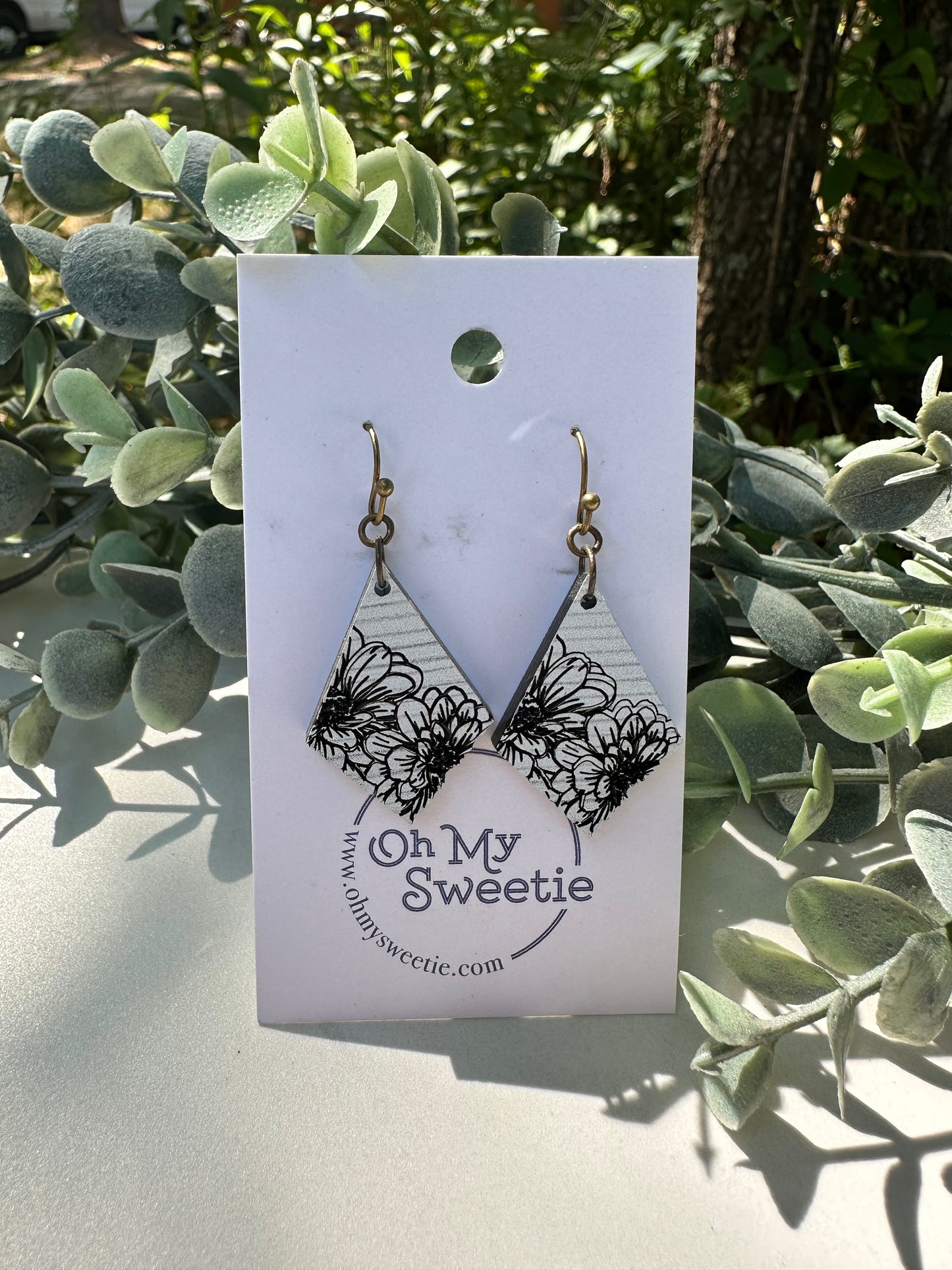 Barnwood Floral Diamond Earrings
