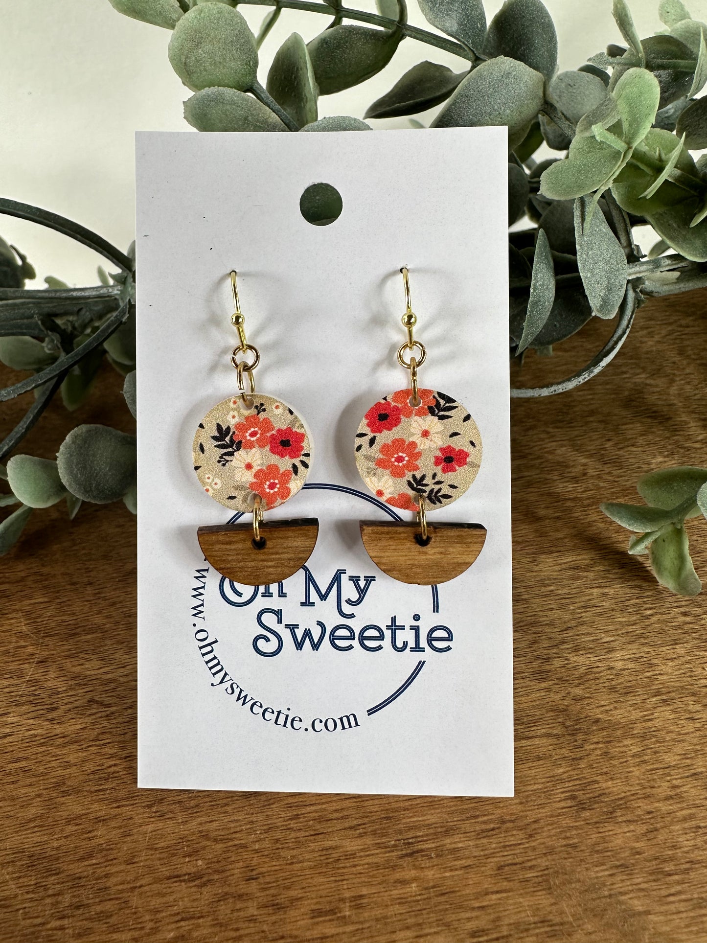 Fall Sage Floral Single Half Drop Earrings