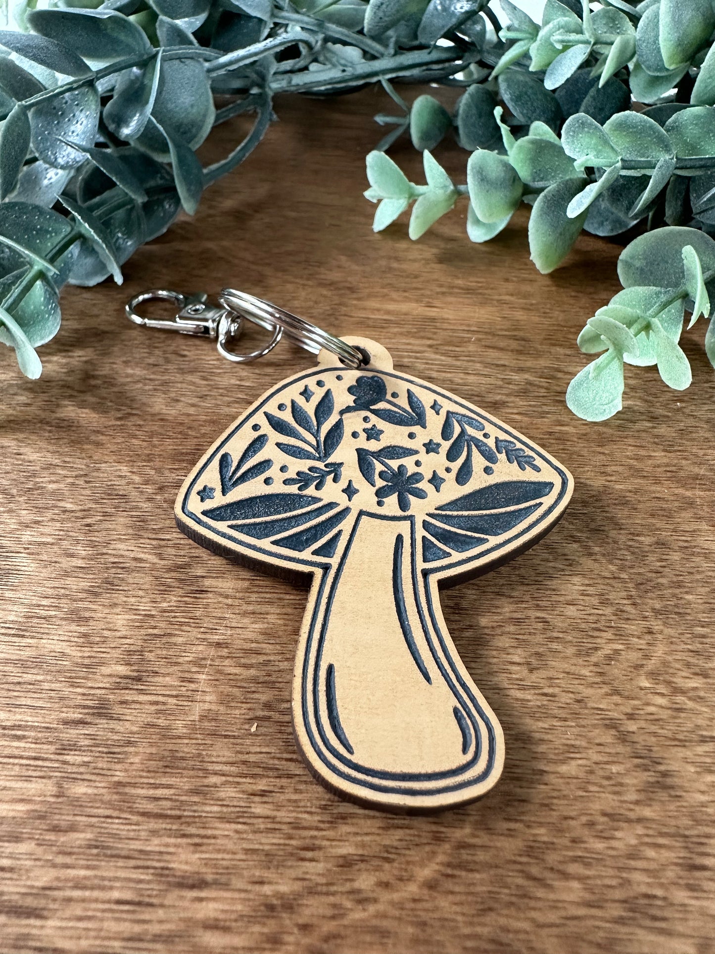 Mushroom-Shaped Floral Keychain