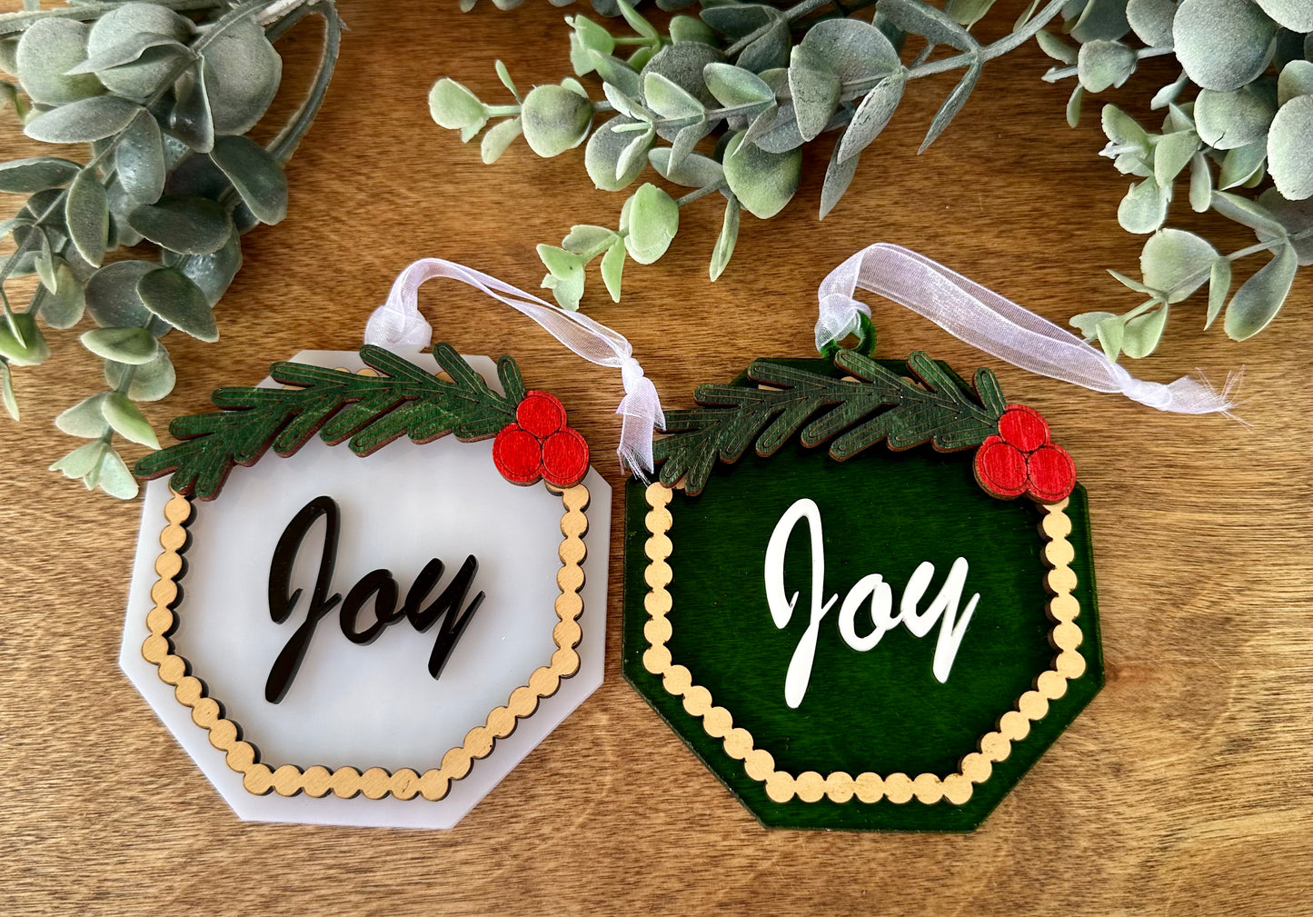 Octagon "Joy" Ornament
