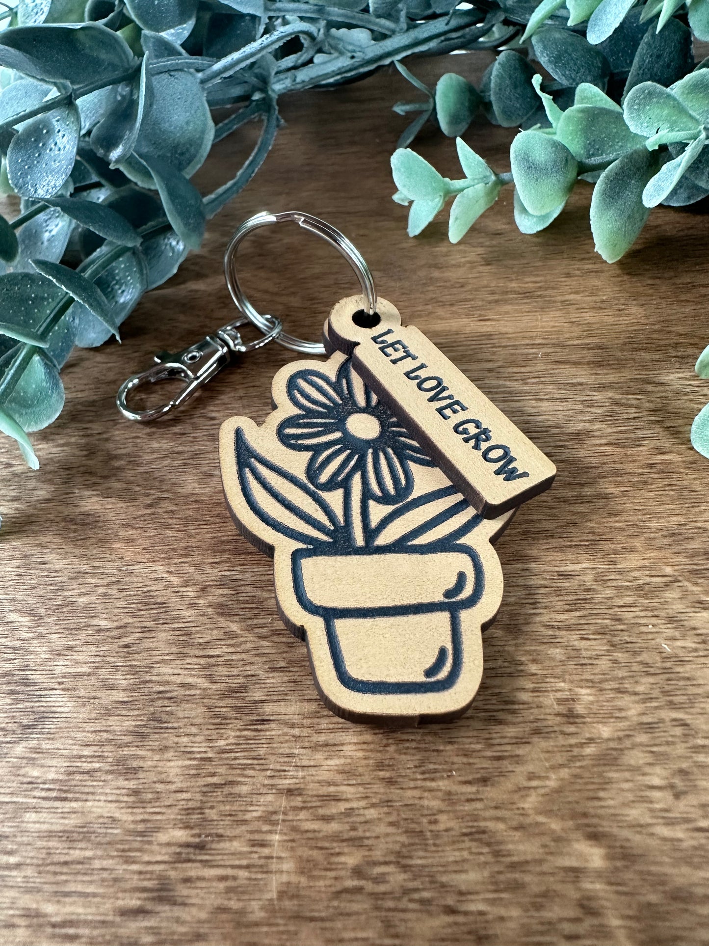 "Let Love Grow" Flowerpot Keychain