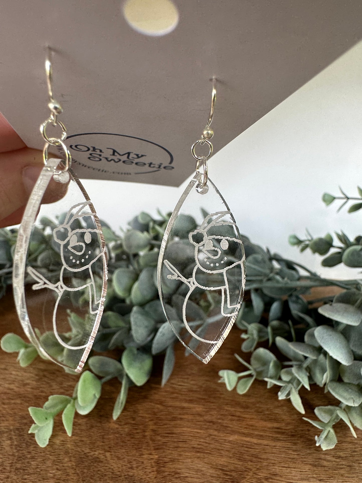 Clear Snowman Earrings