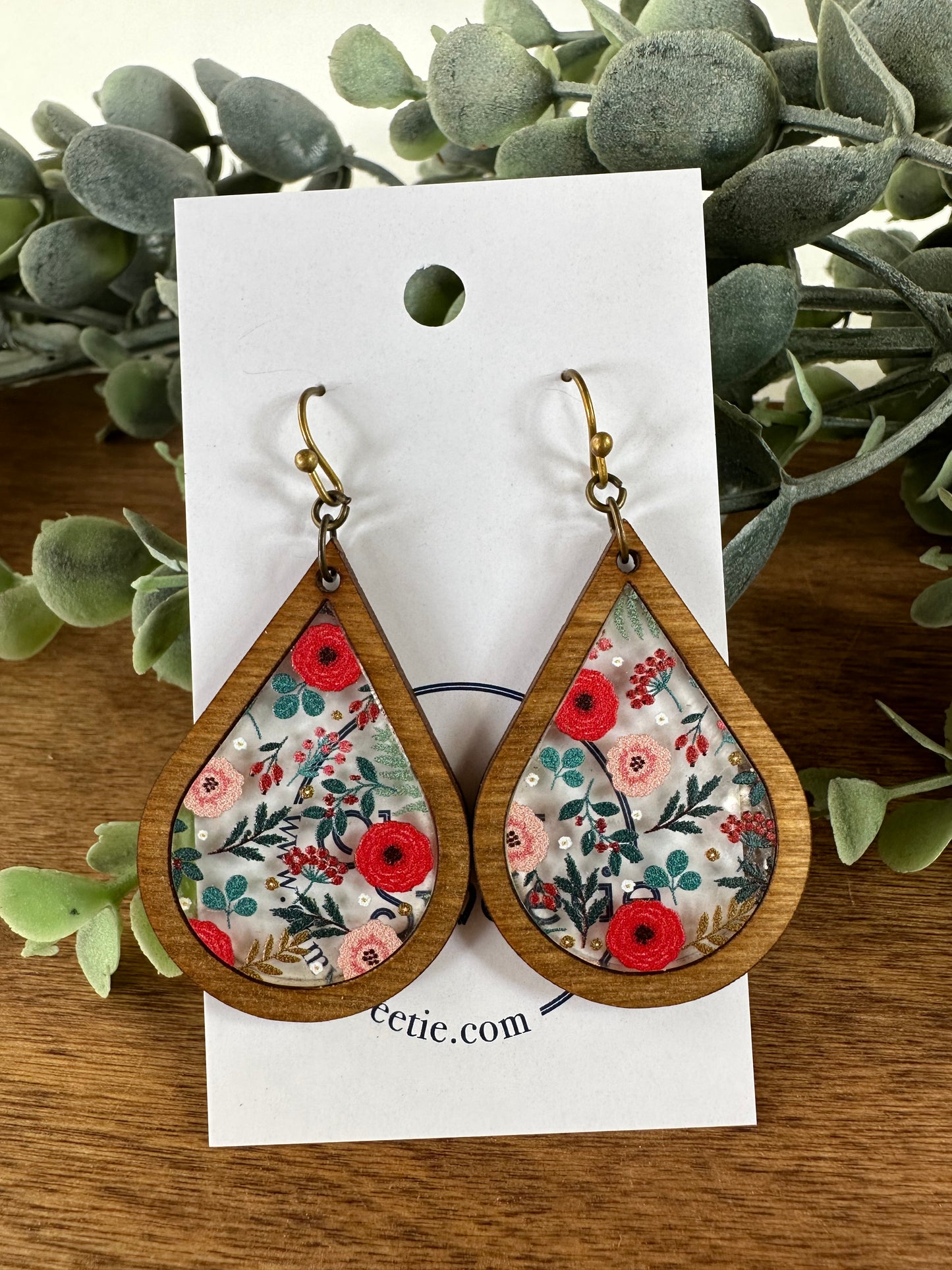 Christmas Floral Teardrop Earrings