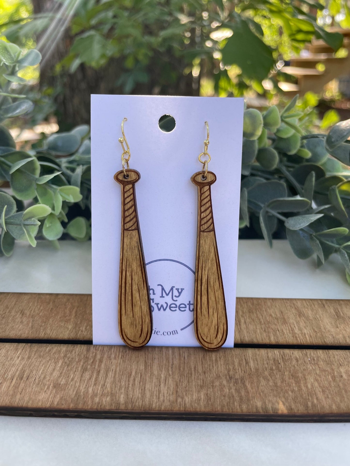 Wooden Bat Earrings