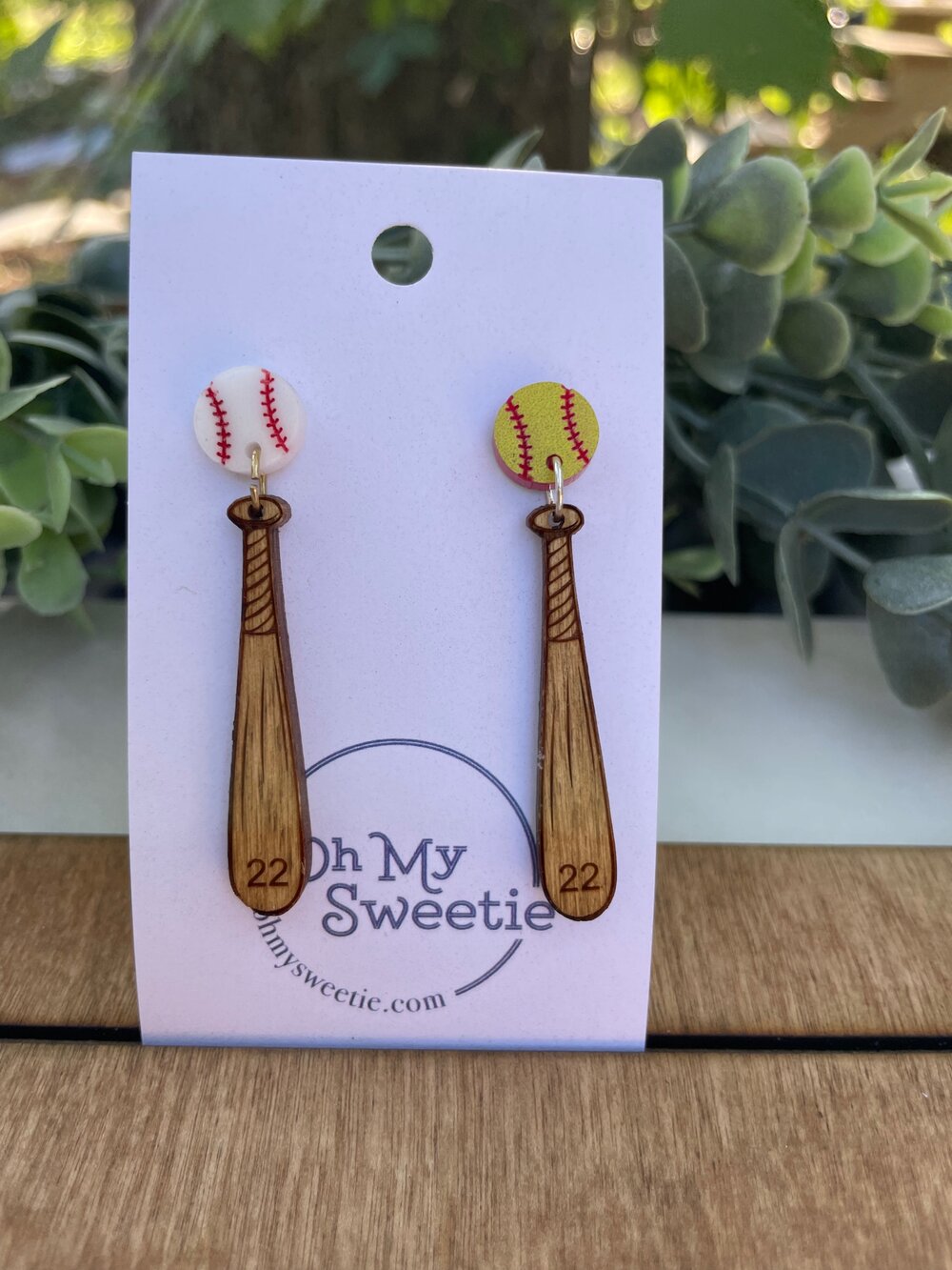 Softball & Bat Custom Earrings