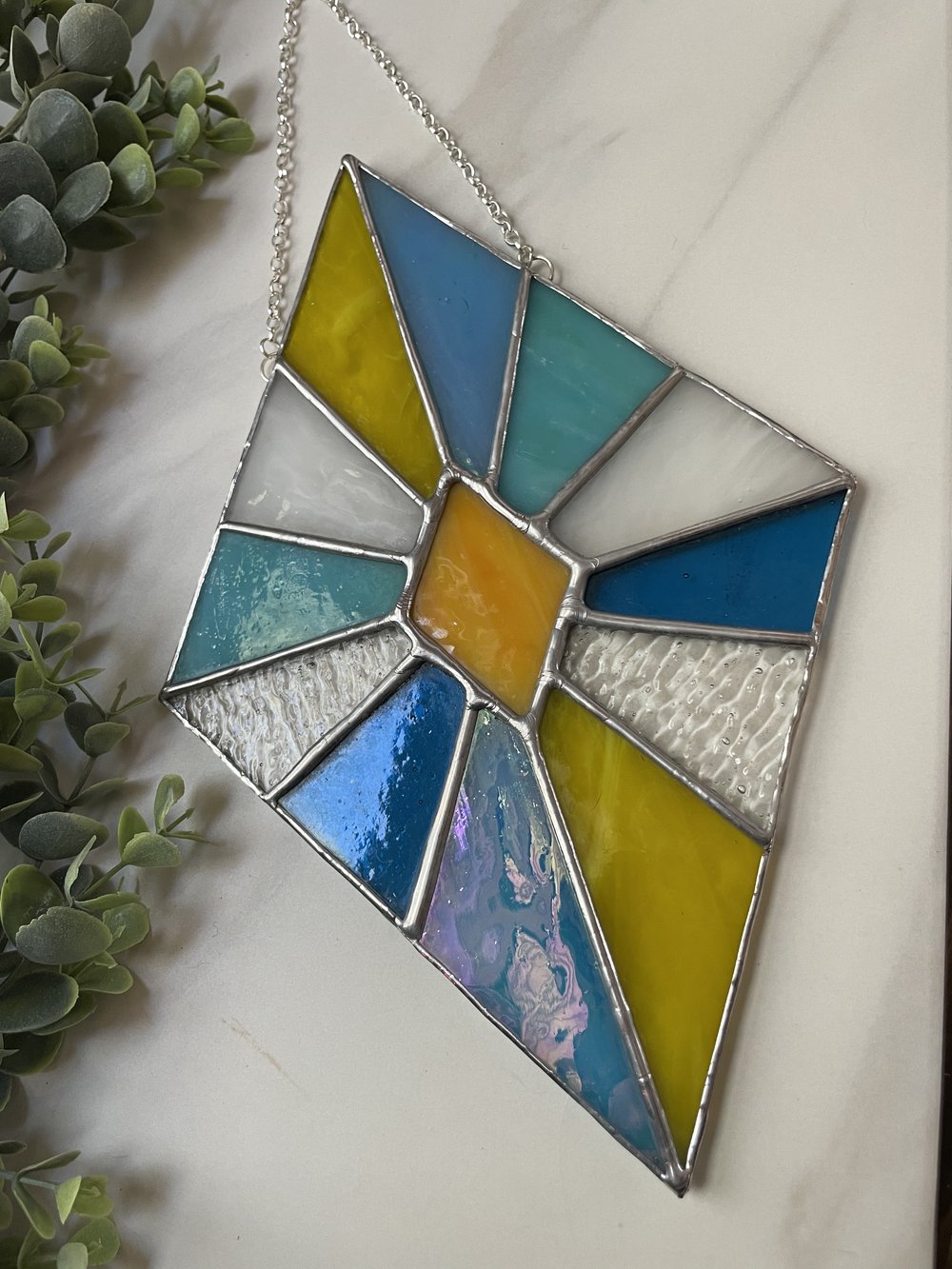 Diamond Sunburst Stained Glass