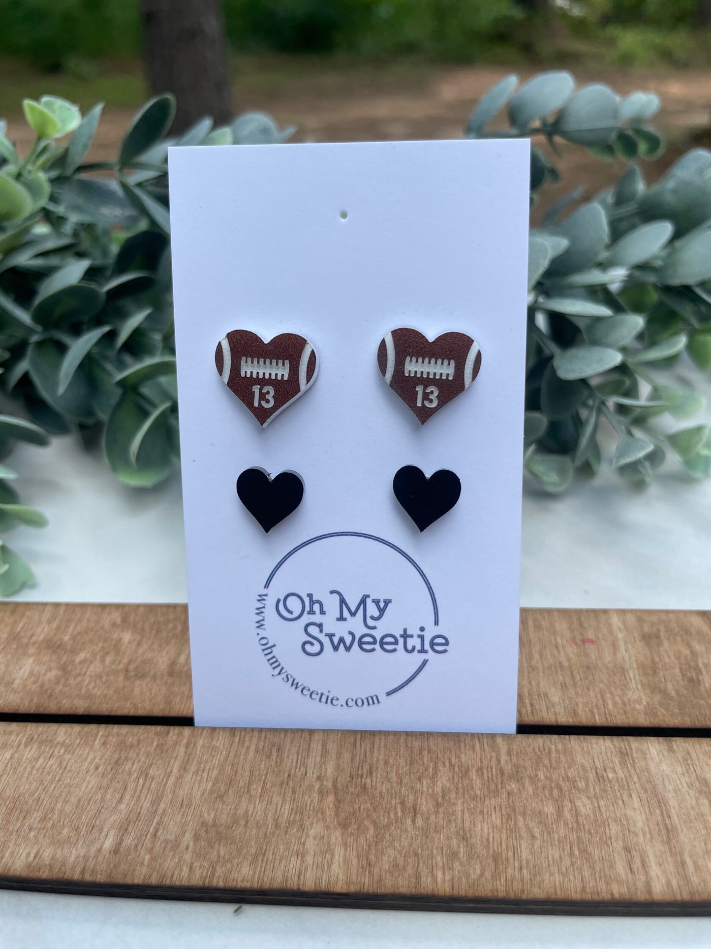 Football Heart Studs