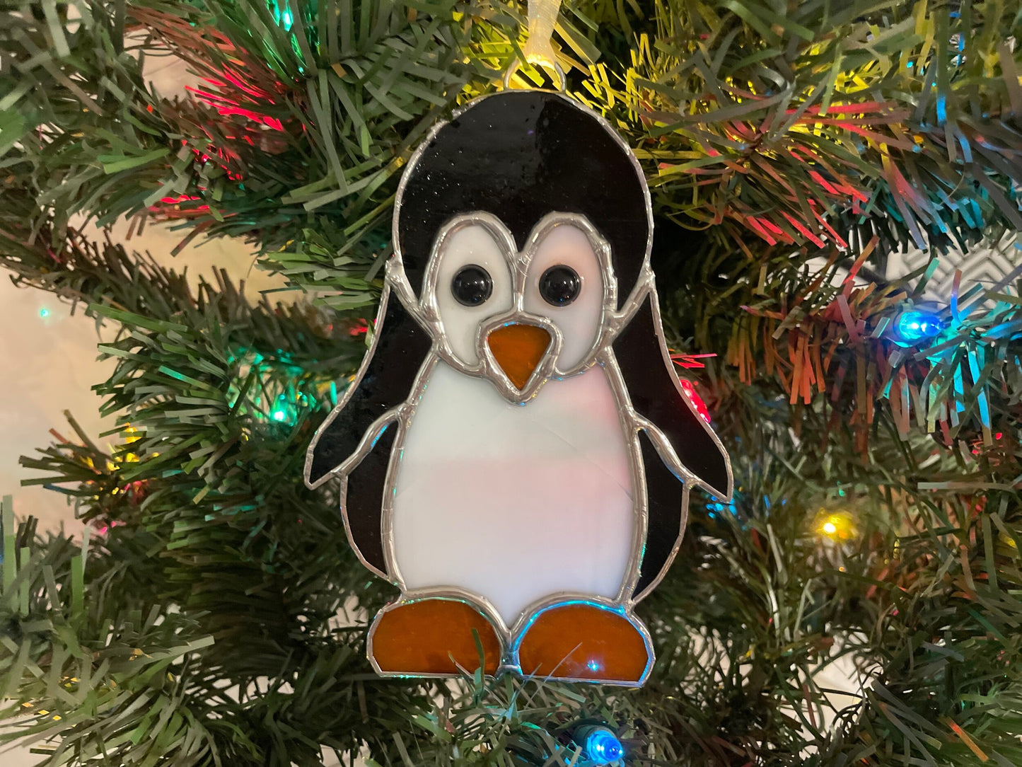 Penguin Stained Glass Ornament