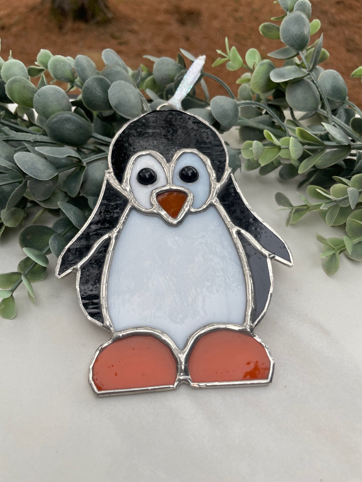 Penguin Stained Glass Ornament