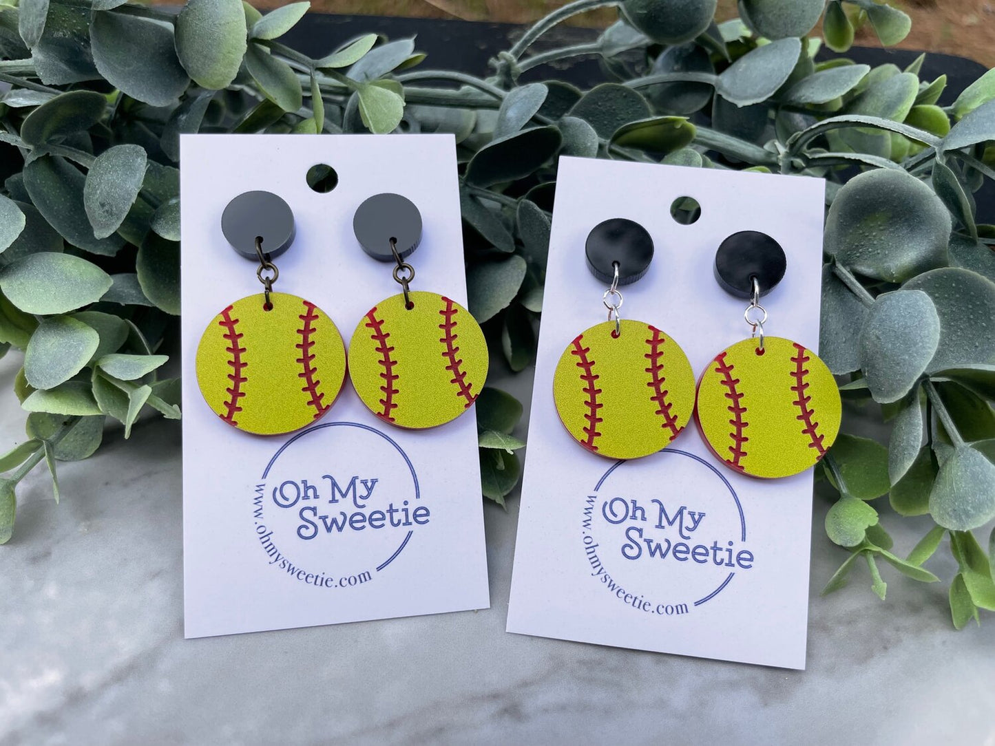 Softball Dangle Earrings