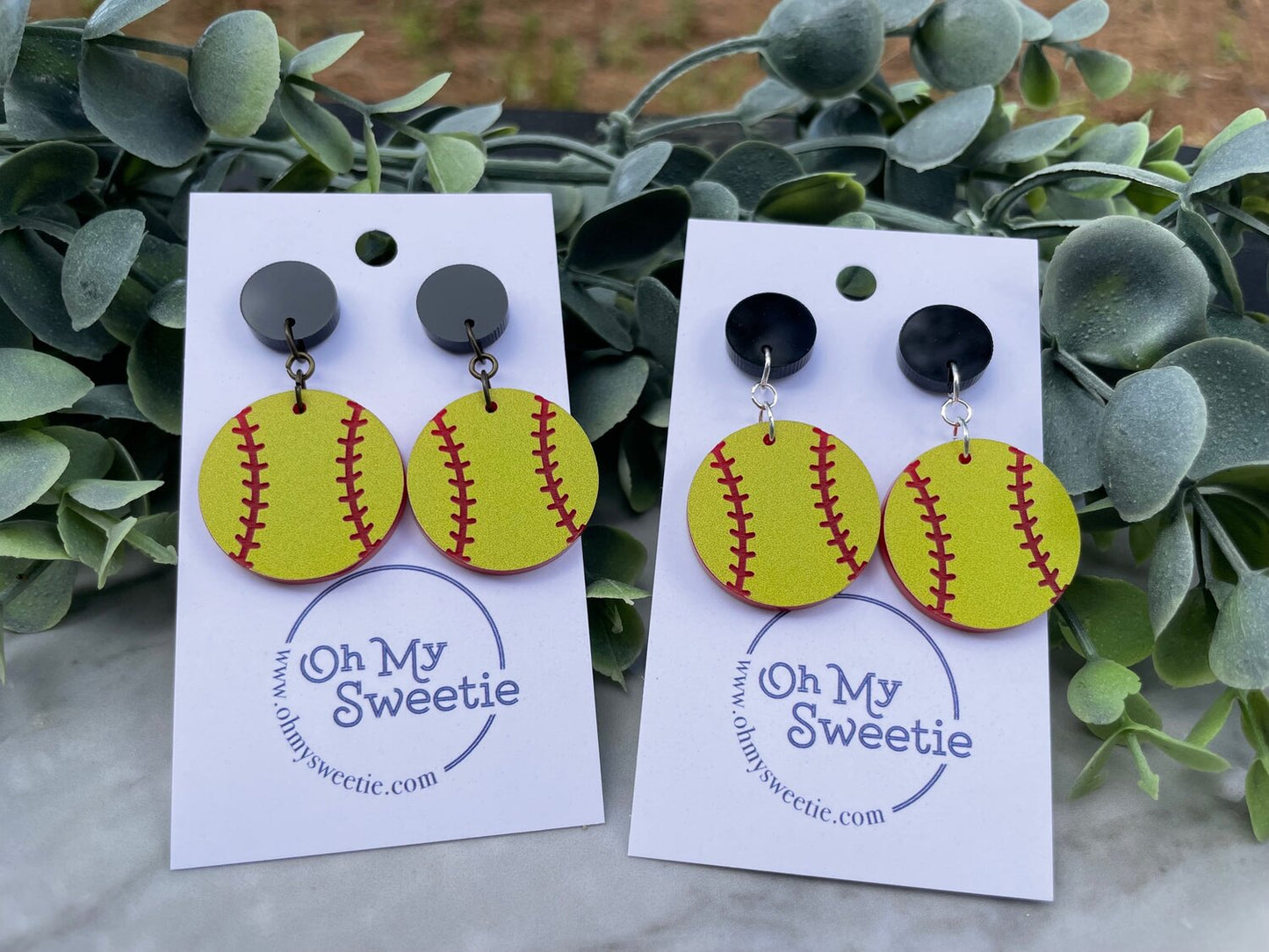 Softball Dangle Earrings