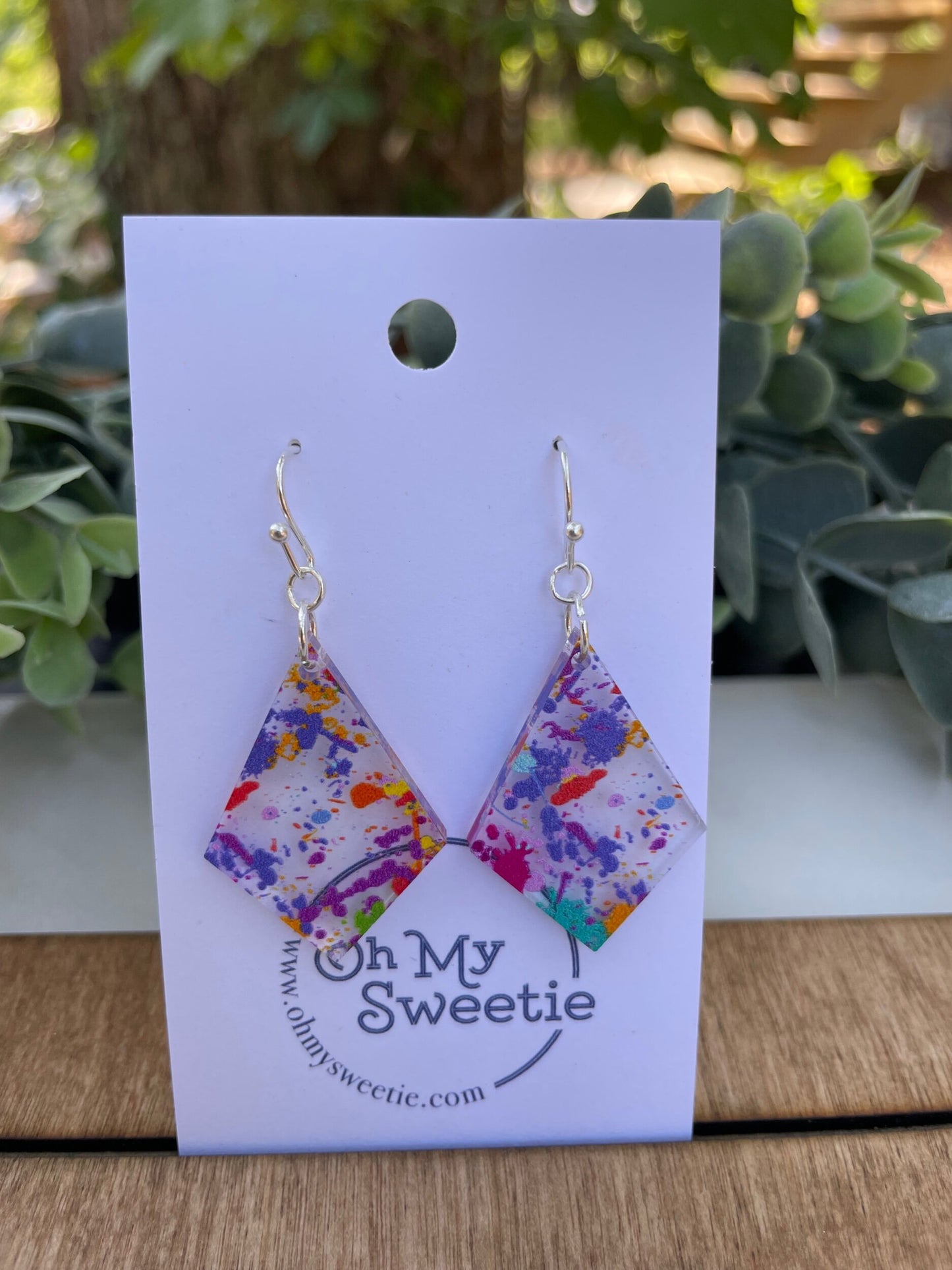 Splatter Paint Diamond Earrings