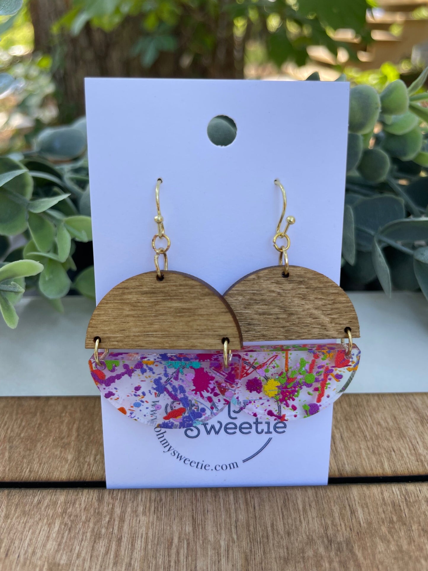 Splatter Paint Medium Split-Circle Earrings