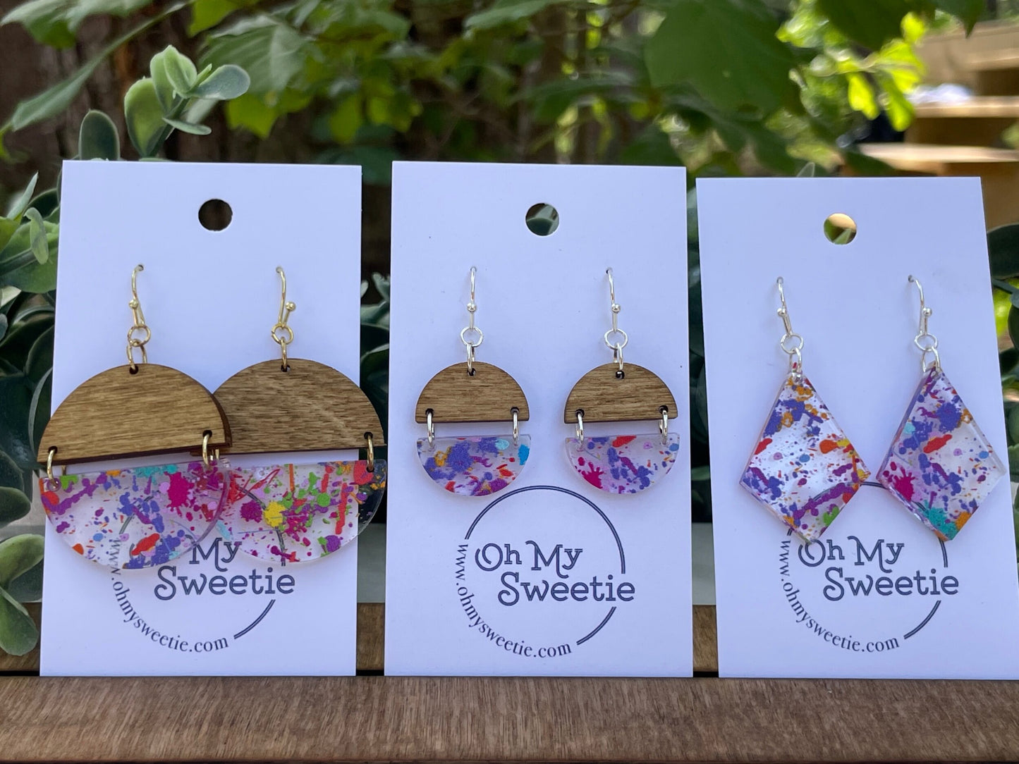 Splatter Paint Medium Split-Circle Earrings