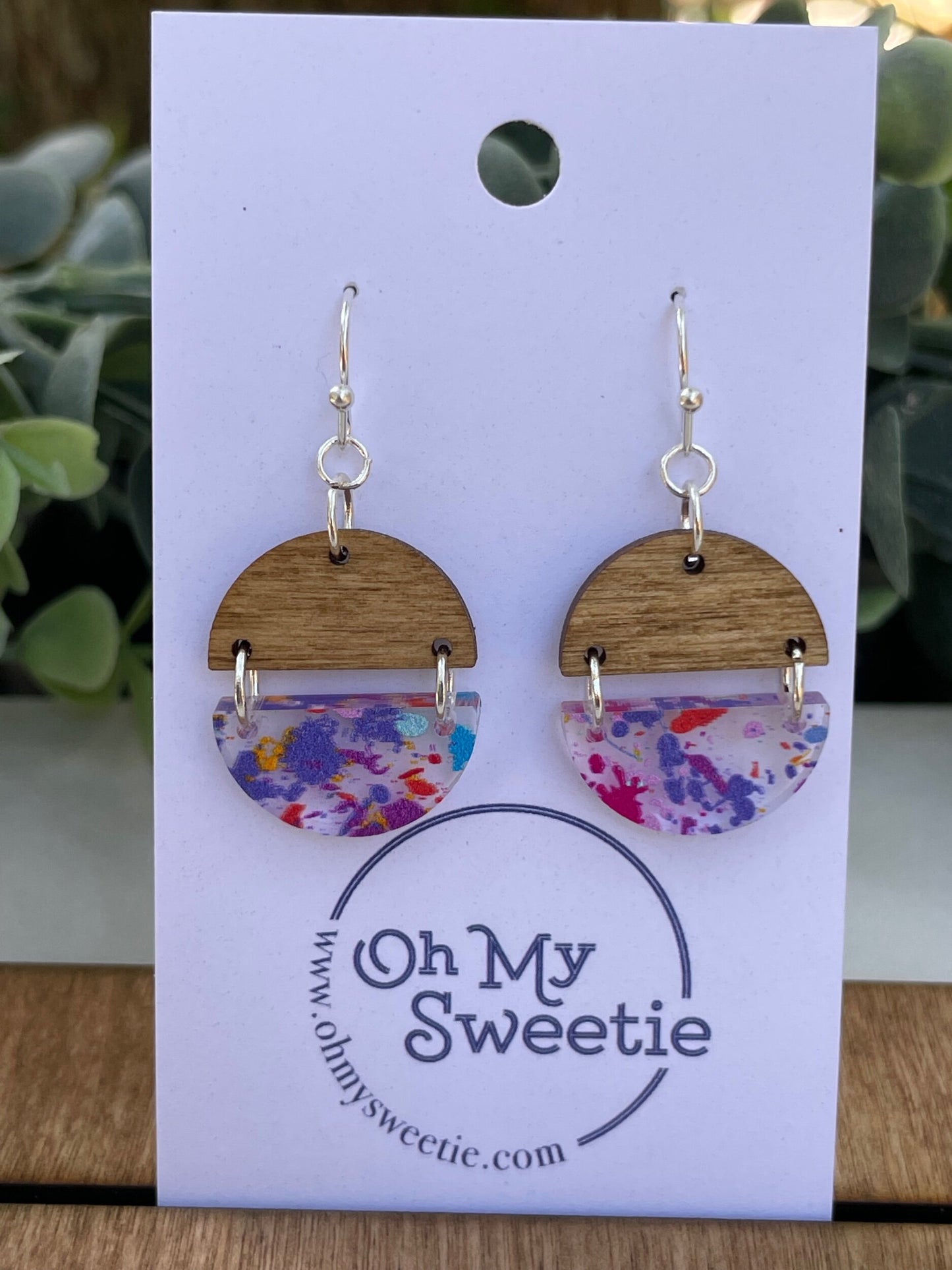 Splatter Paint Small Split-Circle Earrings