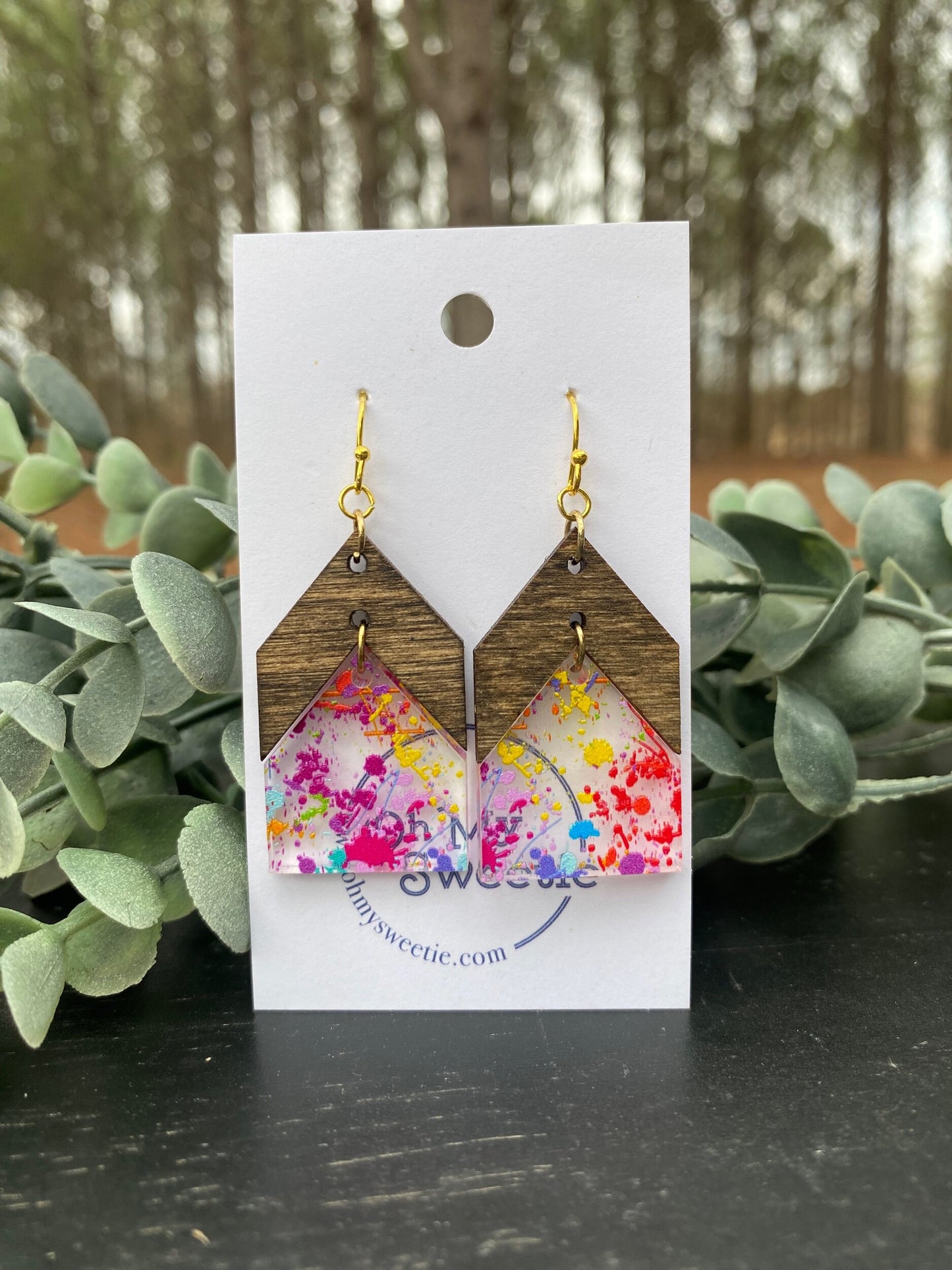 Splatter Paint Arrow Earrings