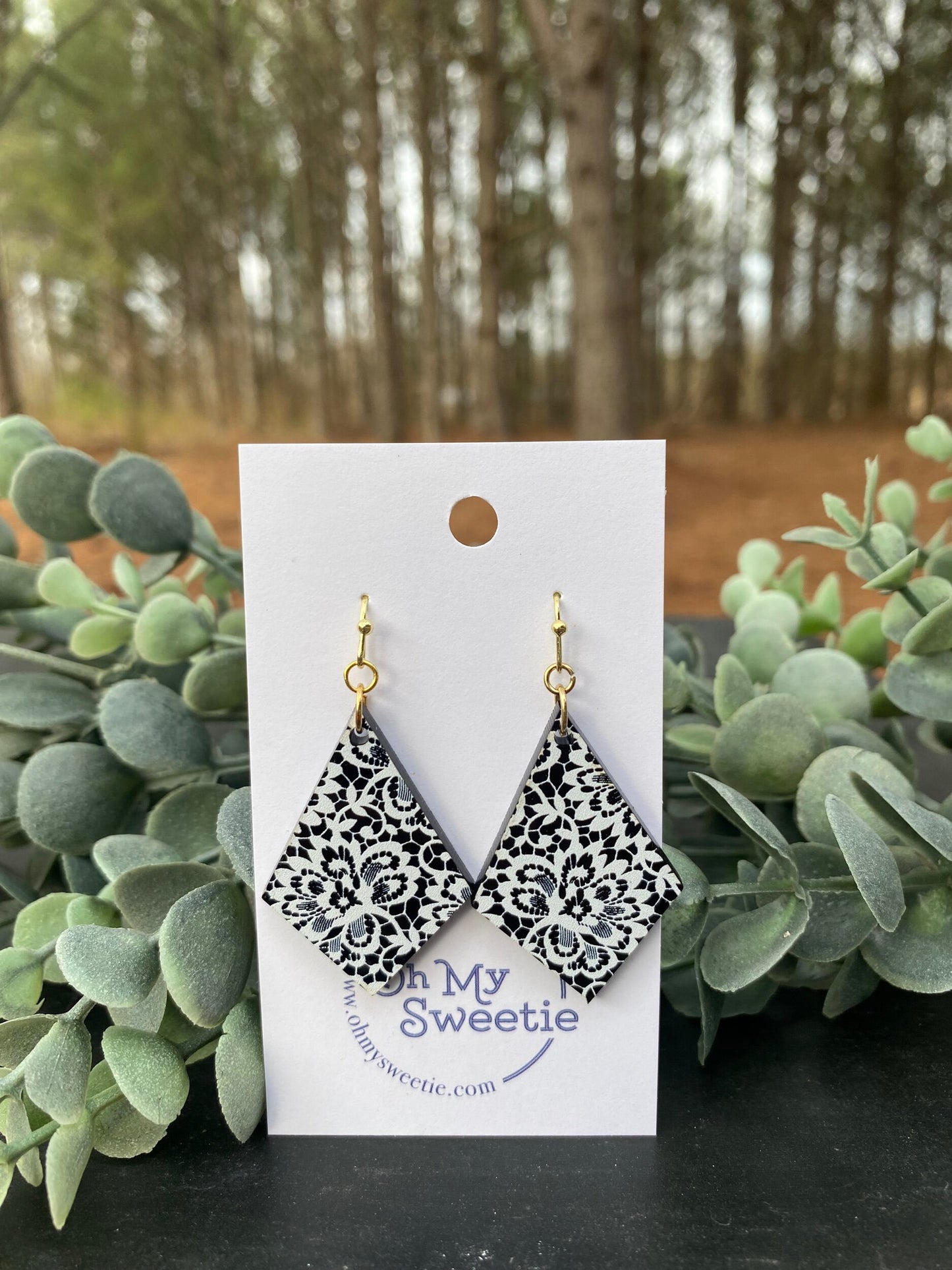 Black Lace Diamond Earrings