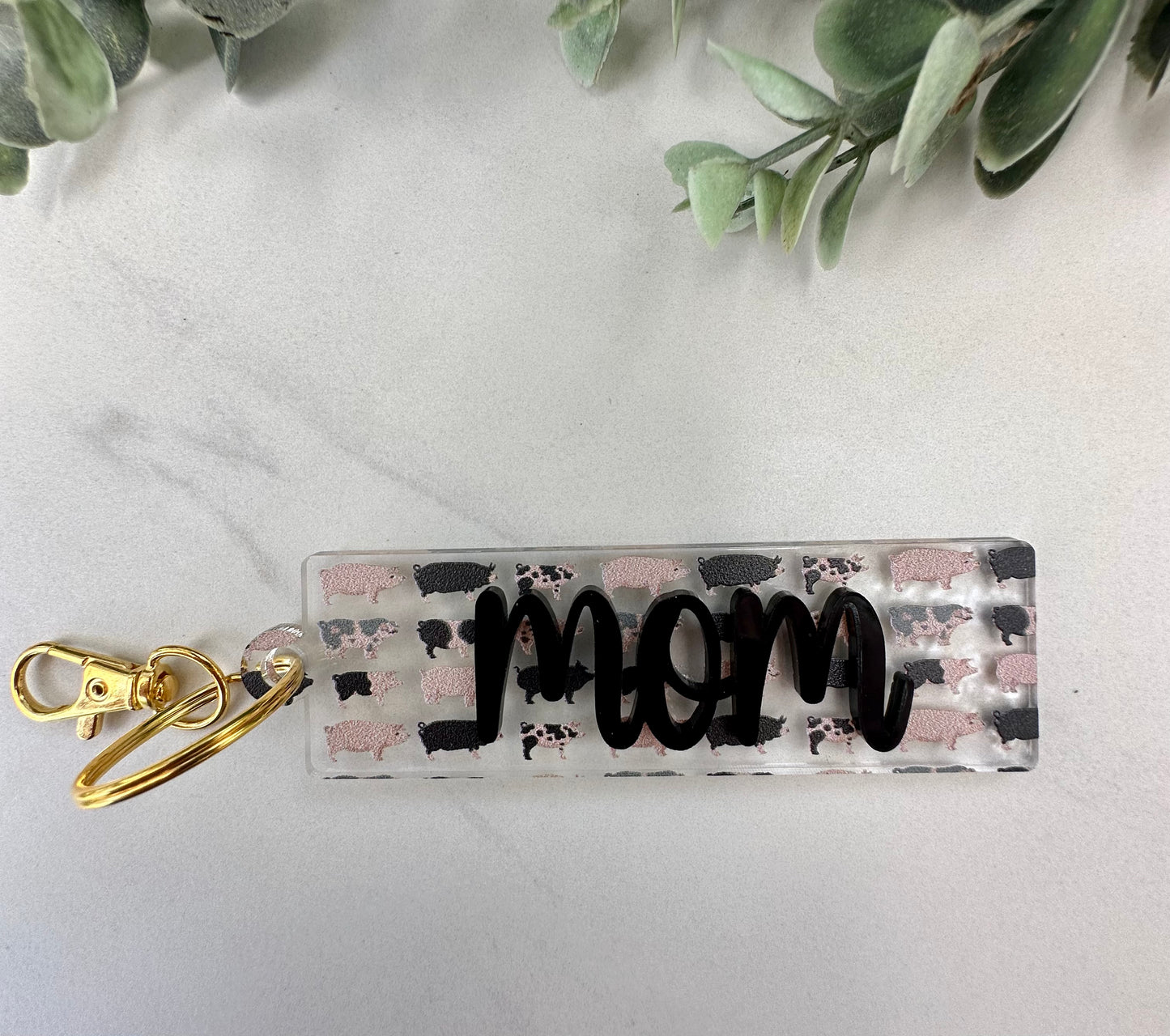 Personalized Pig Acrylic Keychain