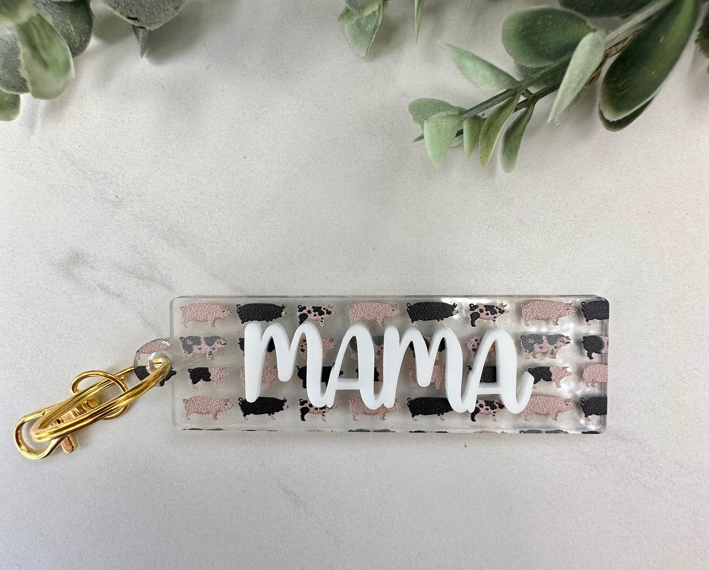 Personalized Pig Acrylic Keychain