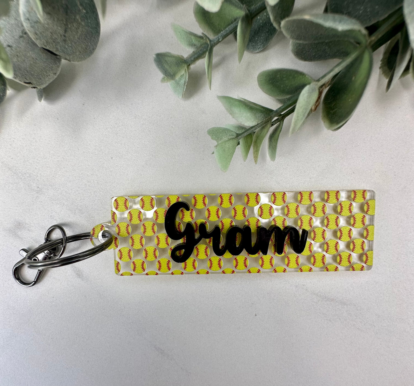 Softball Acrylic Keychain