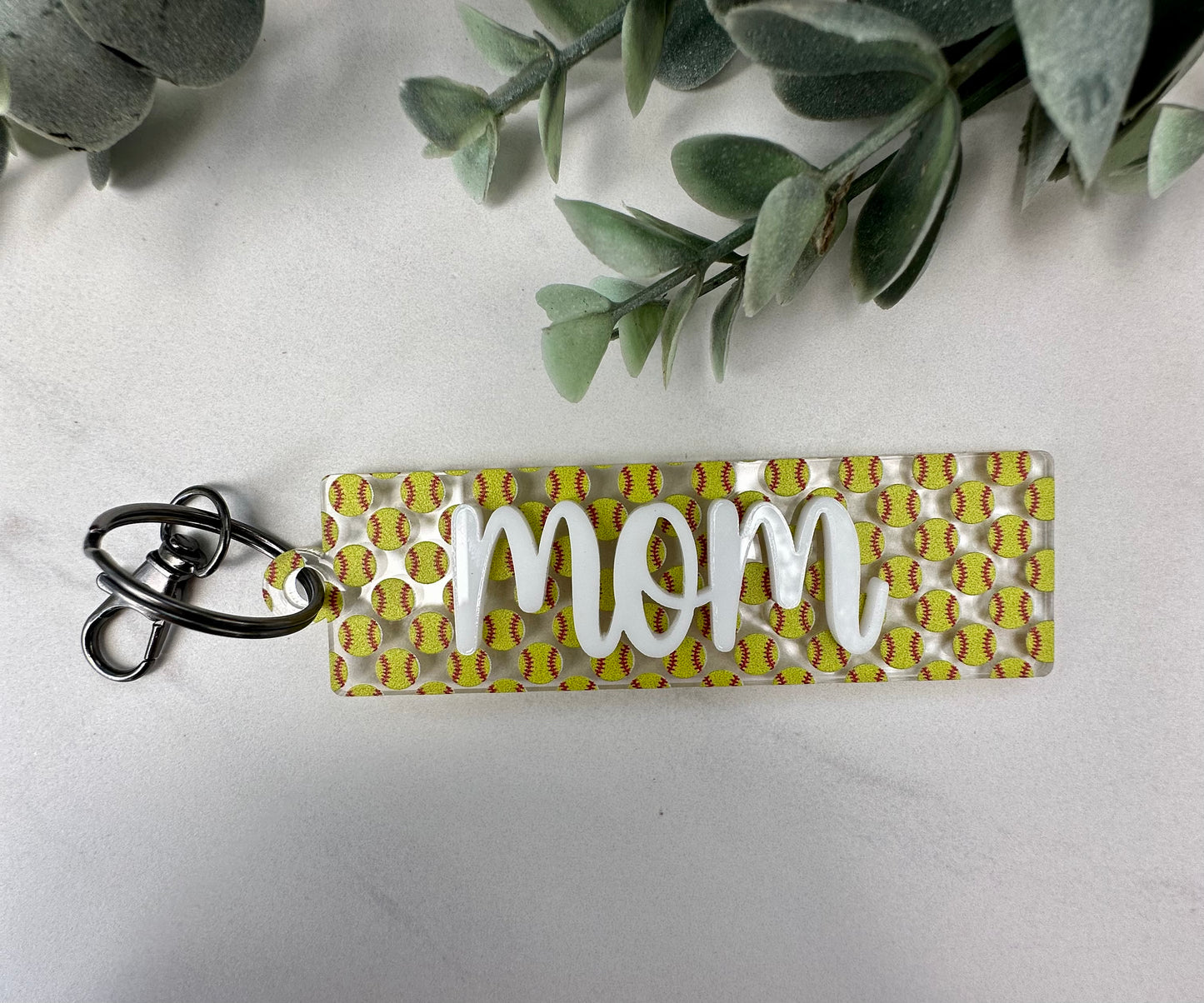 Softball Acrylic Keychain