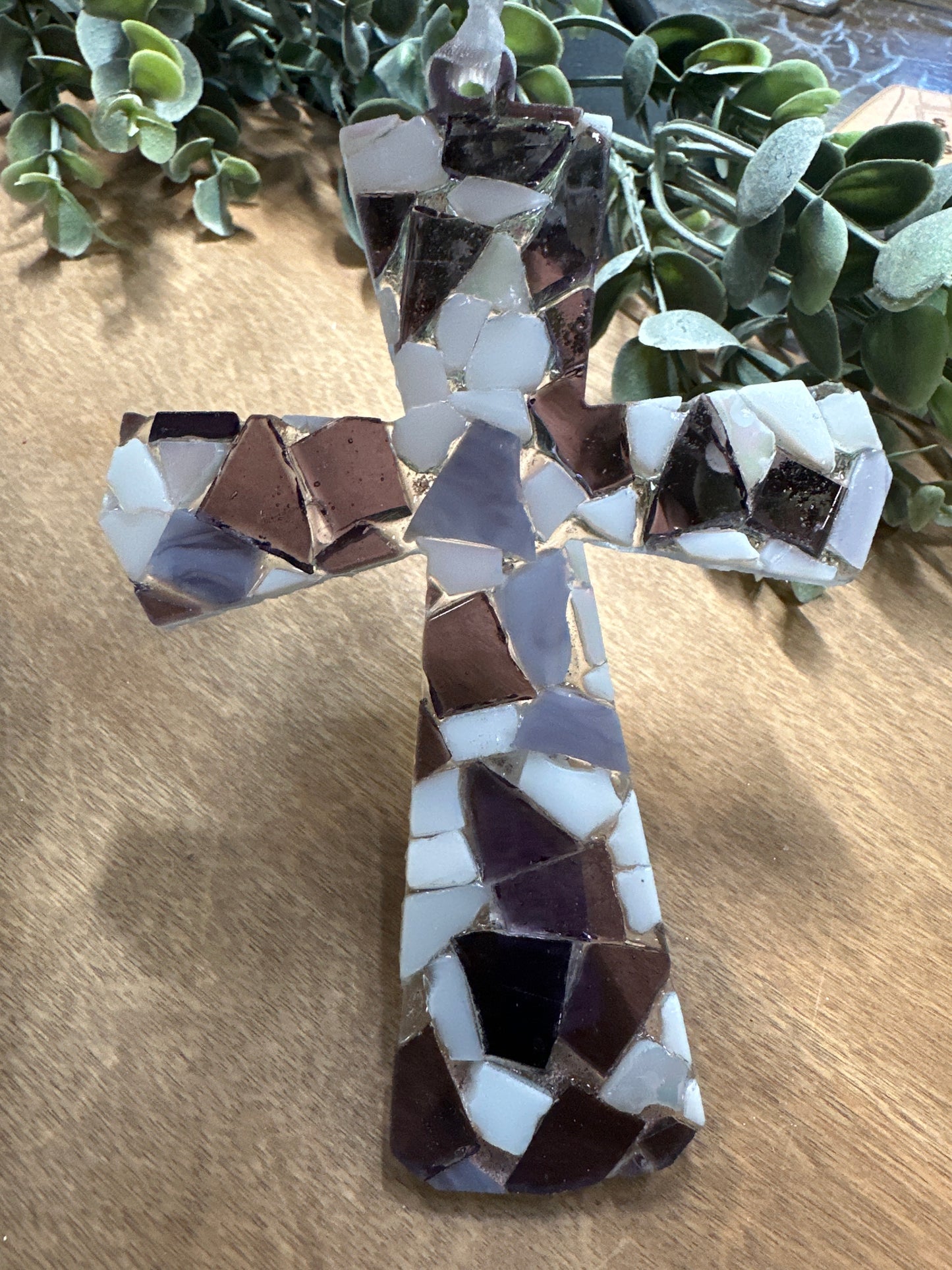 Cross Mosaic Glass Ornament