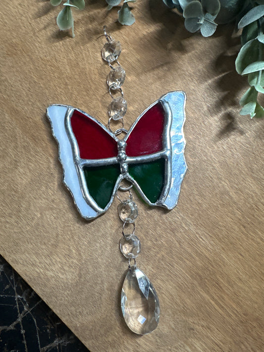 Butterfly with Crystal  Stained Glass