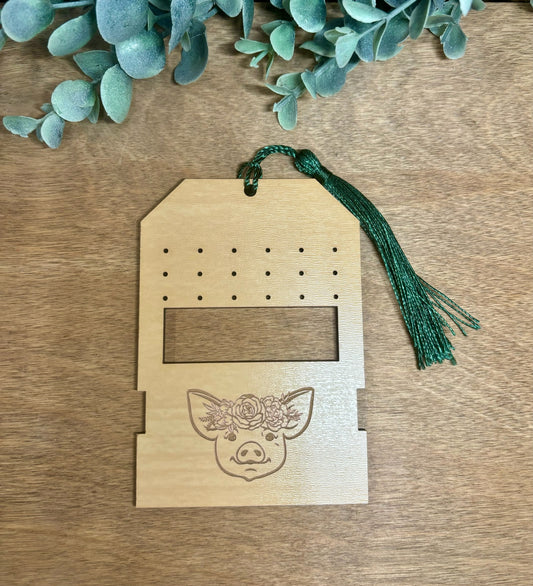 Floral Pig Travel Earring Holder