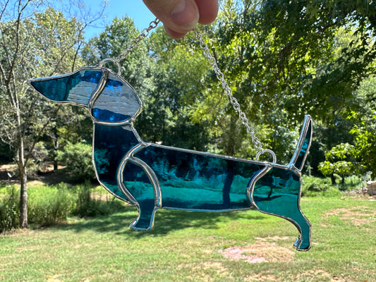 Dachshund Stained Glass