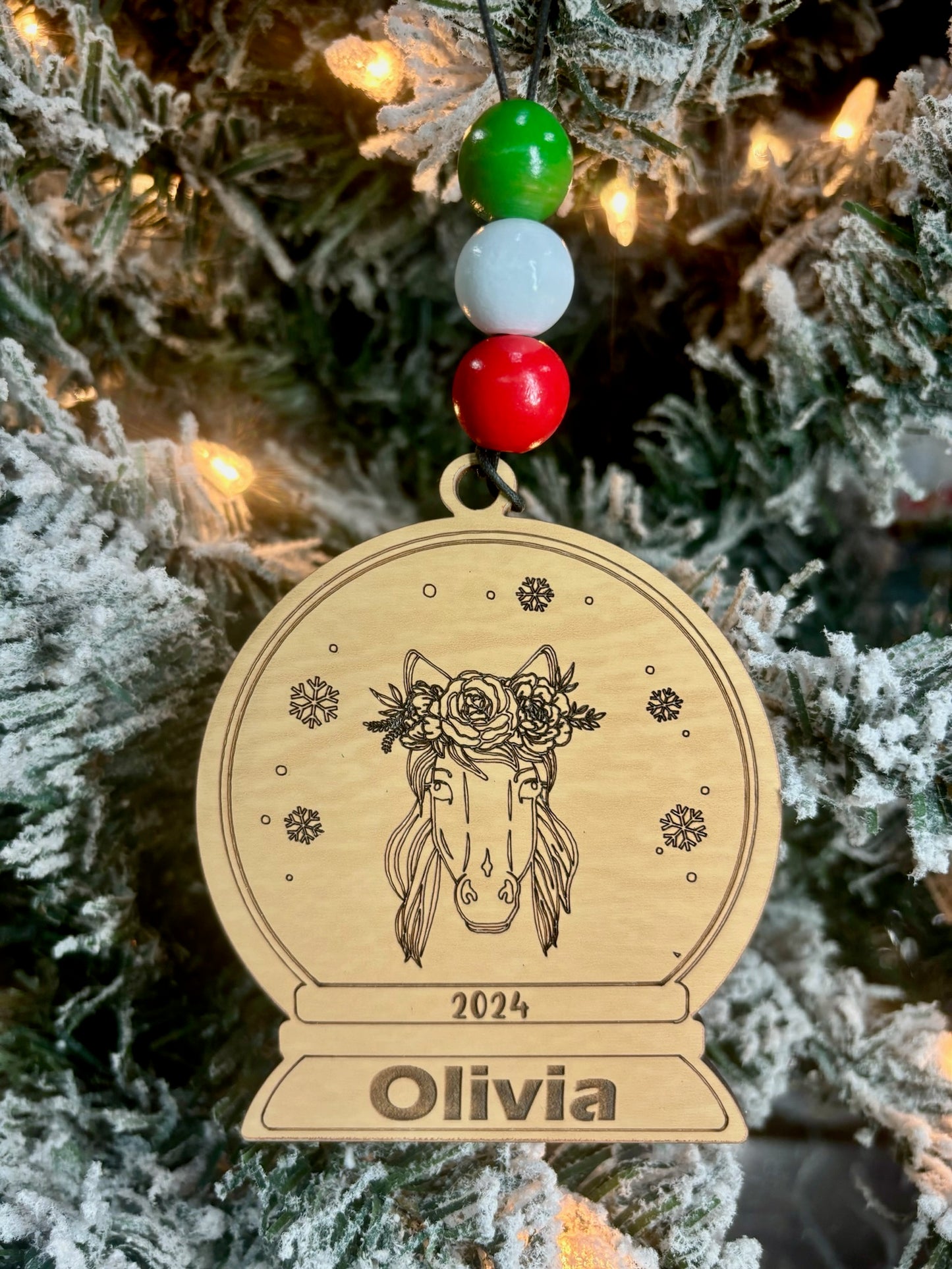 Snowglobe Personalized Ornament - Horse