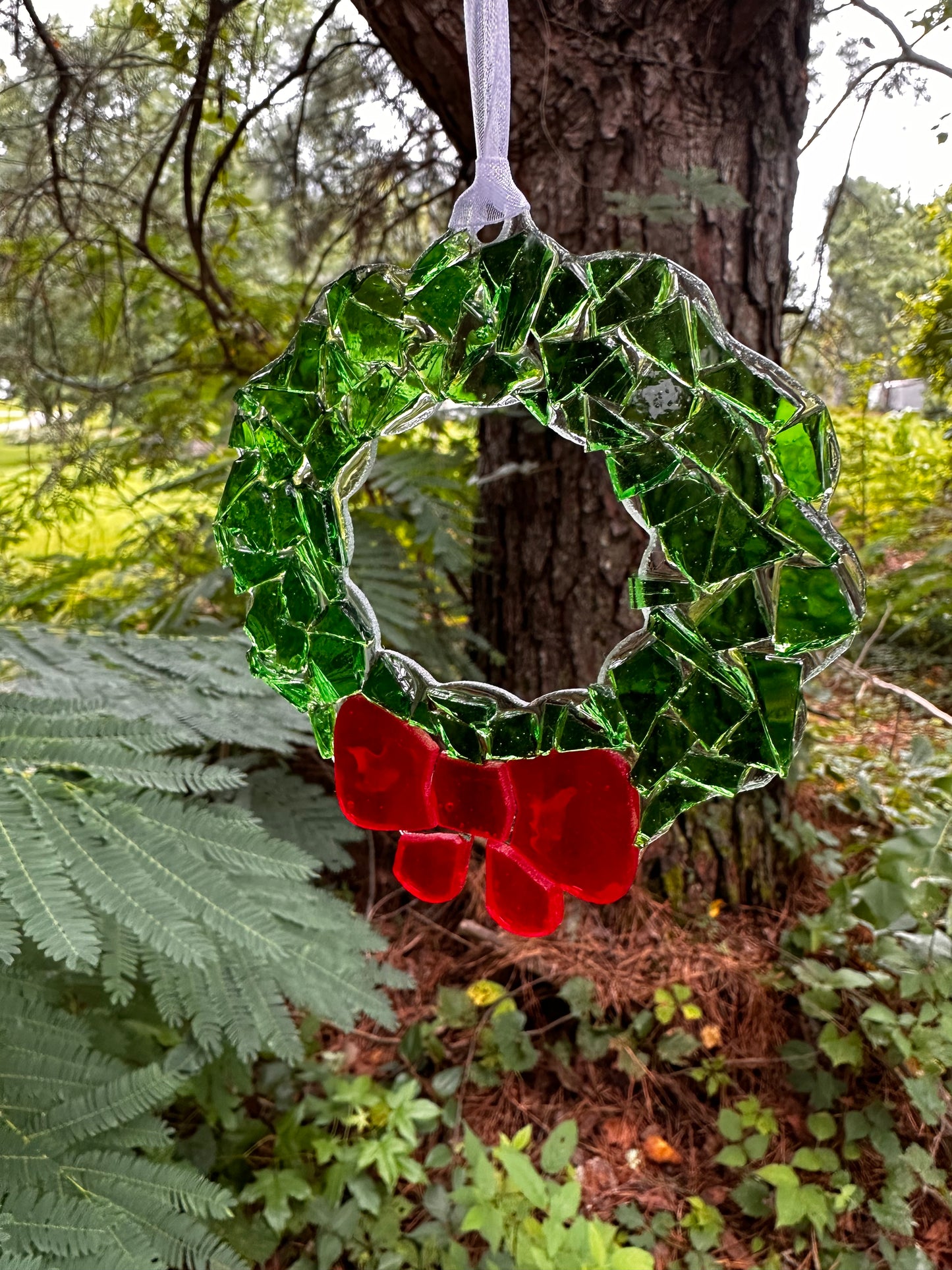 Wreath Mosaic Glass Ornament