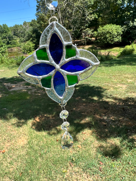 Circular Flower Stained Glass Suncatcher