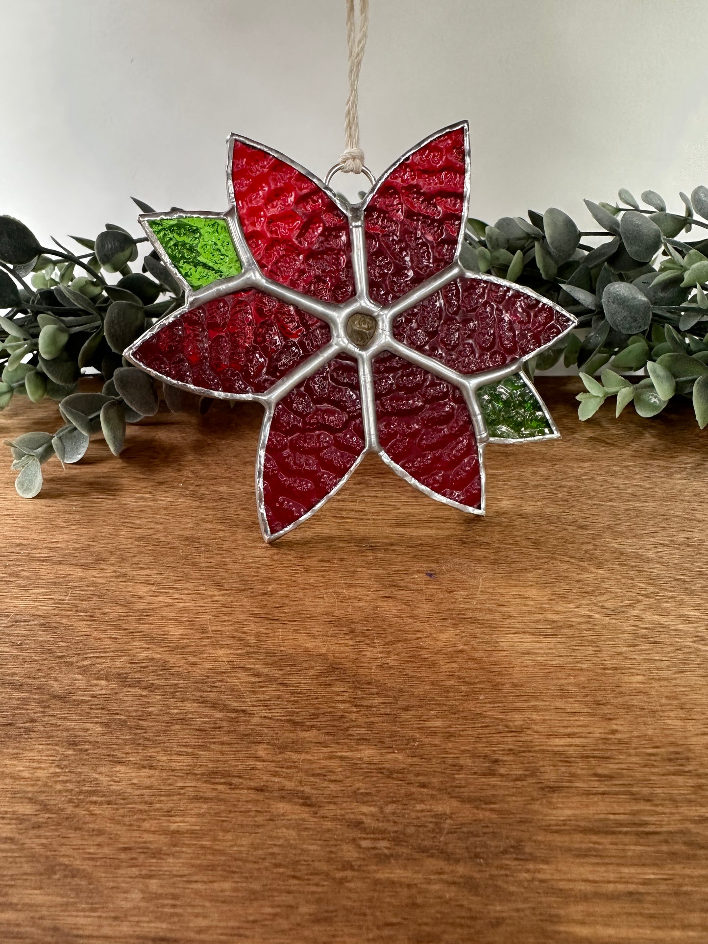 POINSETTIA, Stained Glass Ornament
