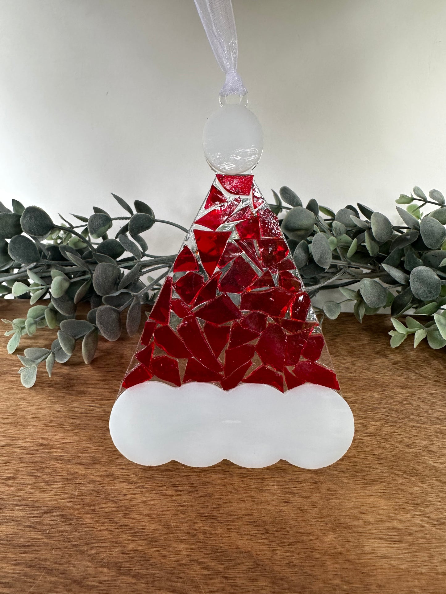 Santa Hat Mosaic Glass Ornament