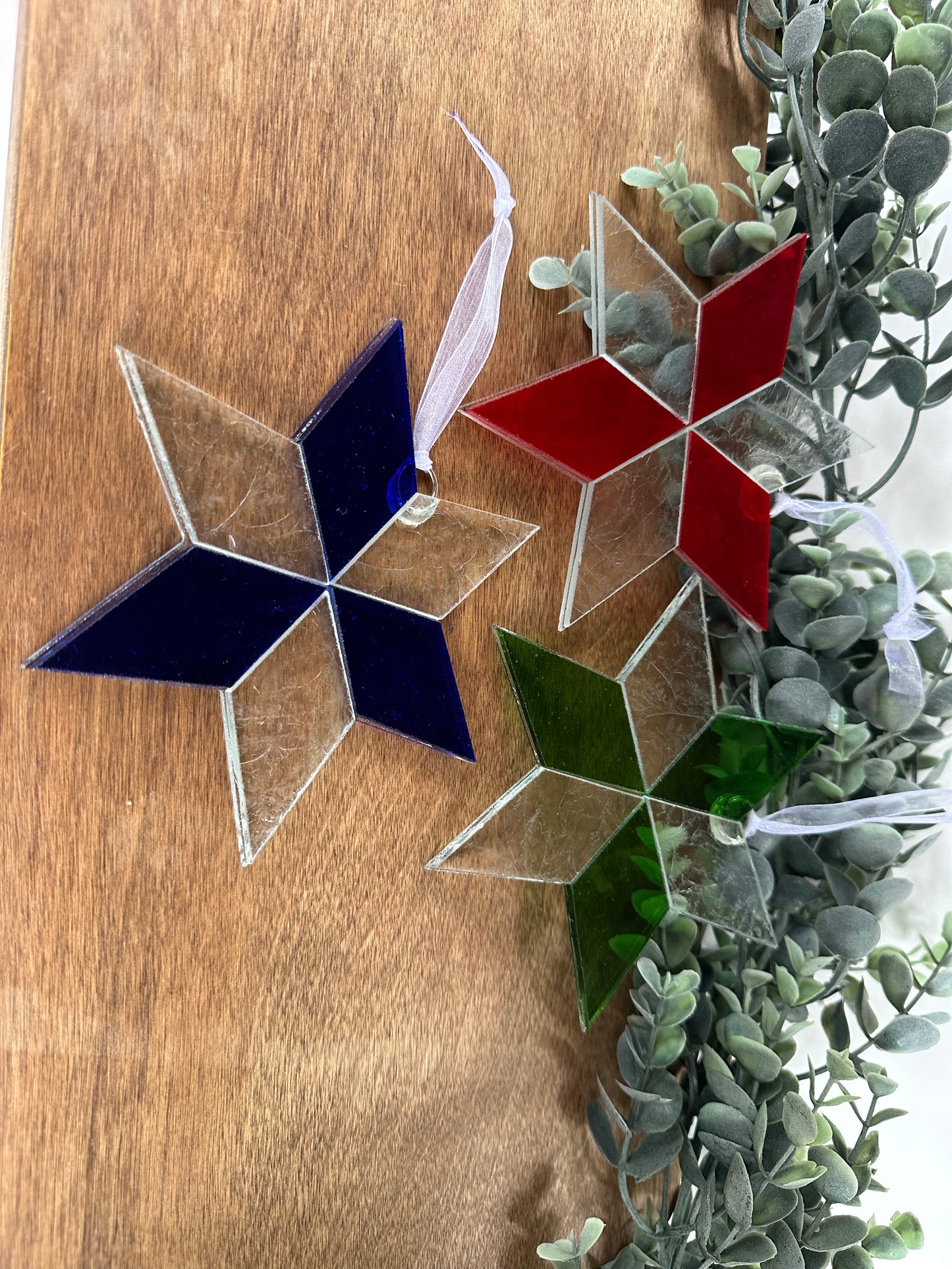 Six-point Star Mosaic Glass Ornament (#1 solid)
