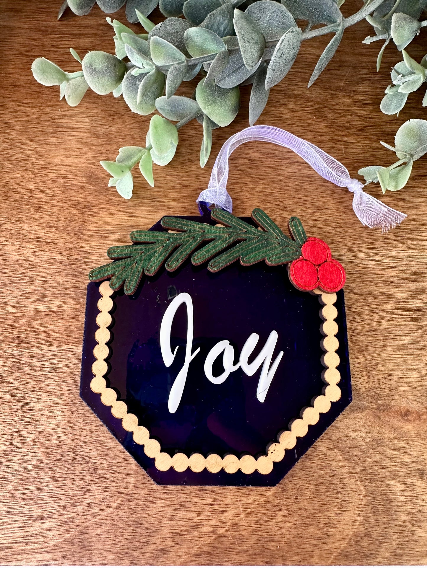 Octagon "Joy" Ornament