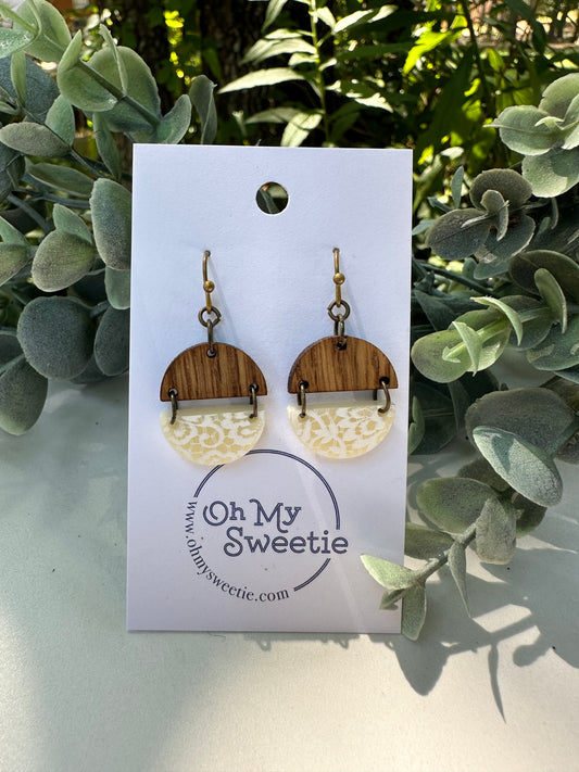 White Lace Small Split-Circle Earrings