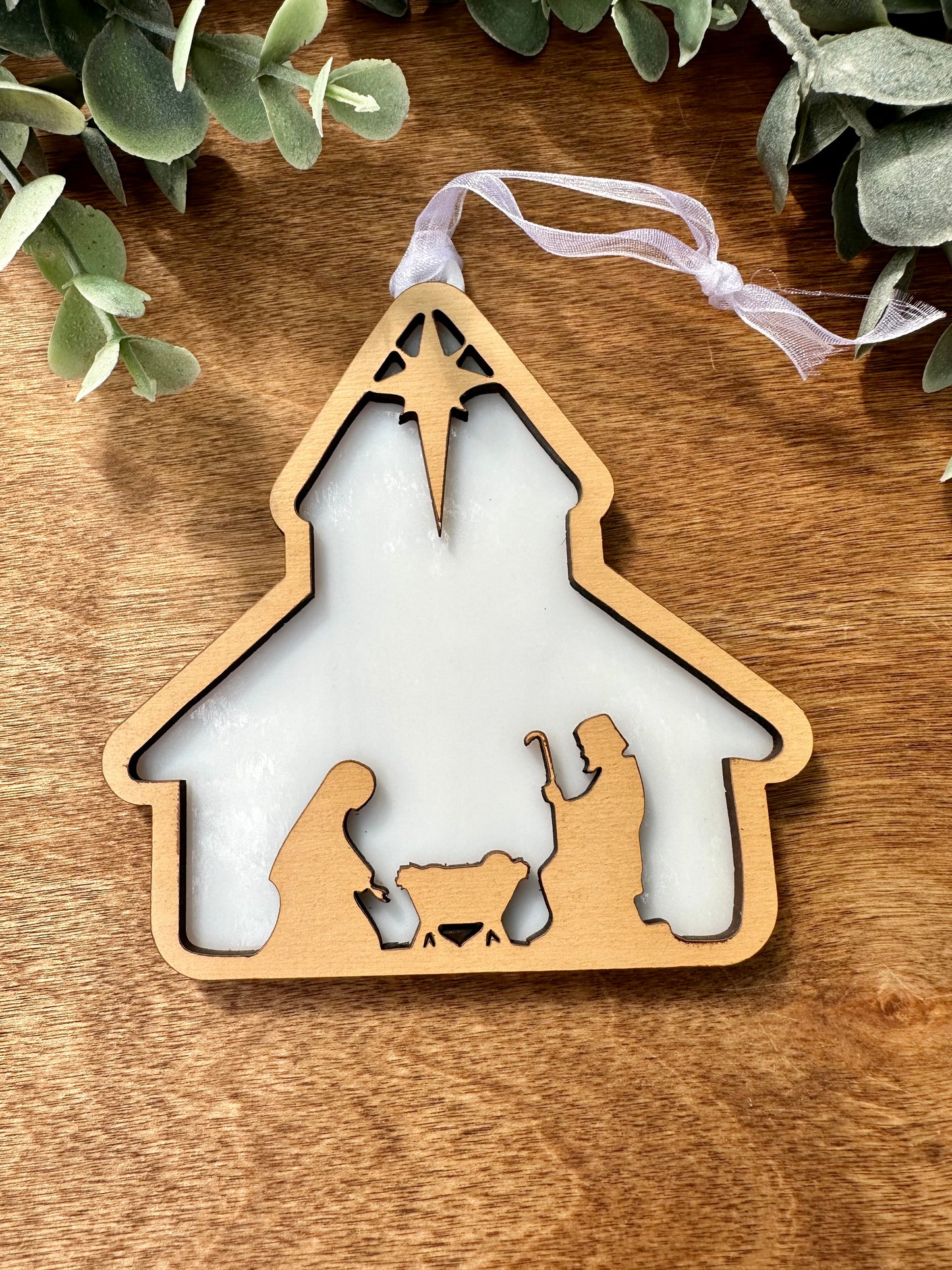 Nativity Barn Ornament