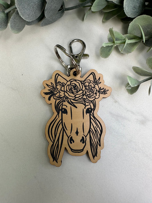 Floral Horse Keychain