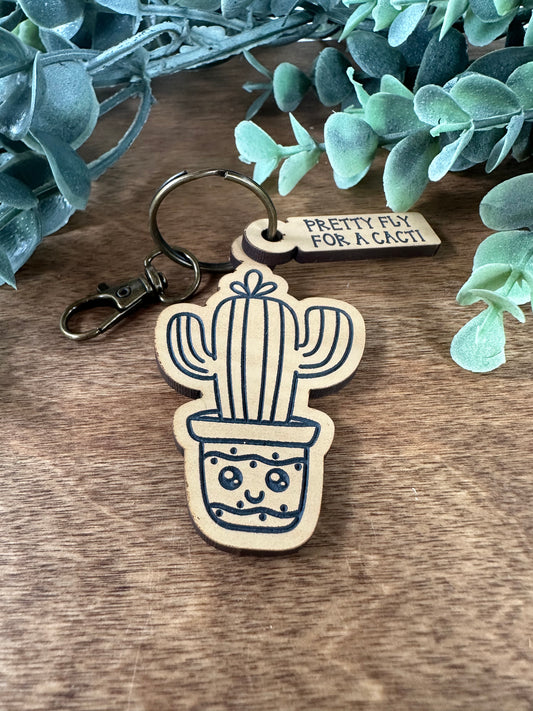 "Pretty Fly for a Cacti" Keychain